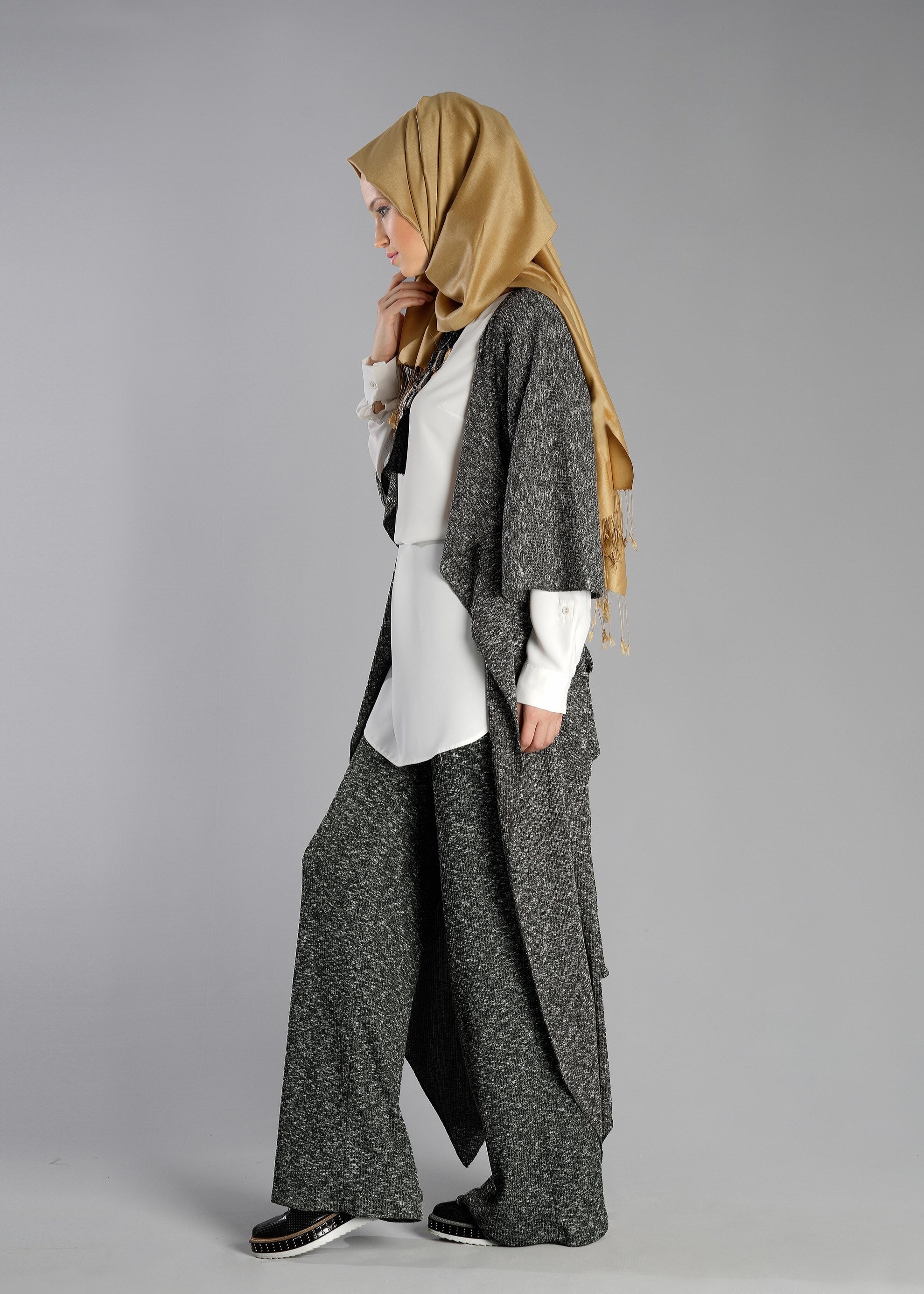 Tesettür giyim HAKİ ÖRME PANTOLON 7023 