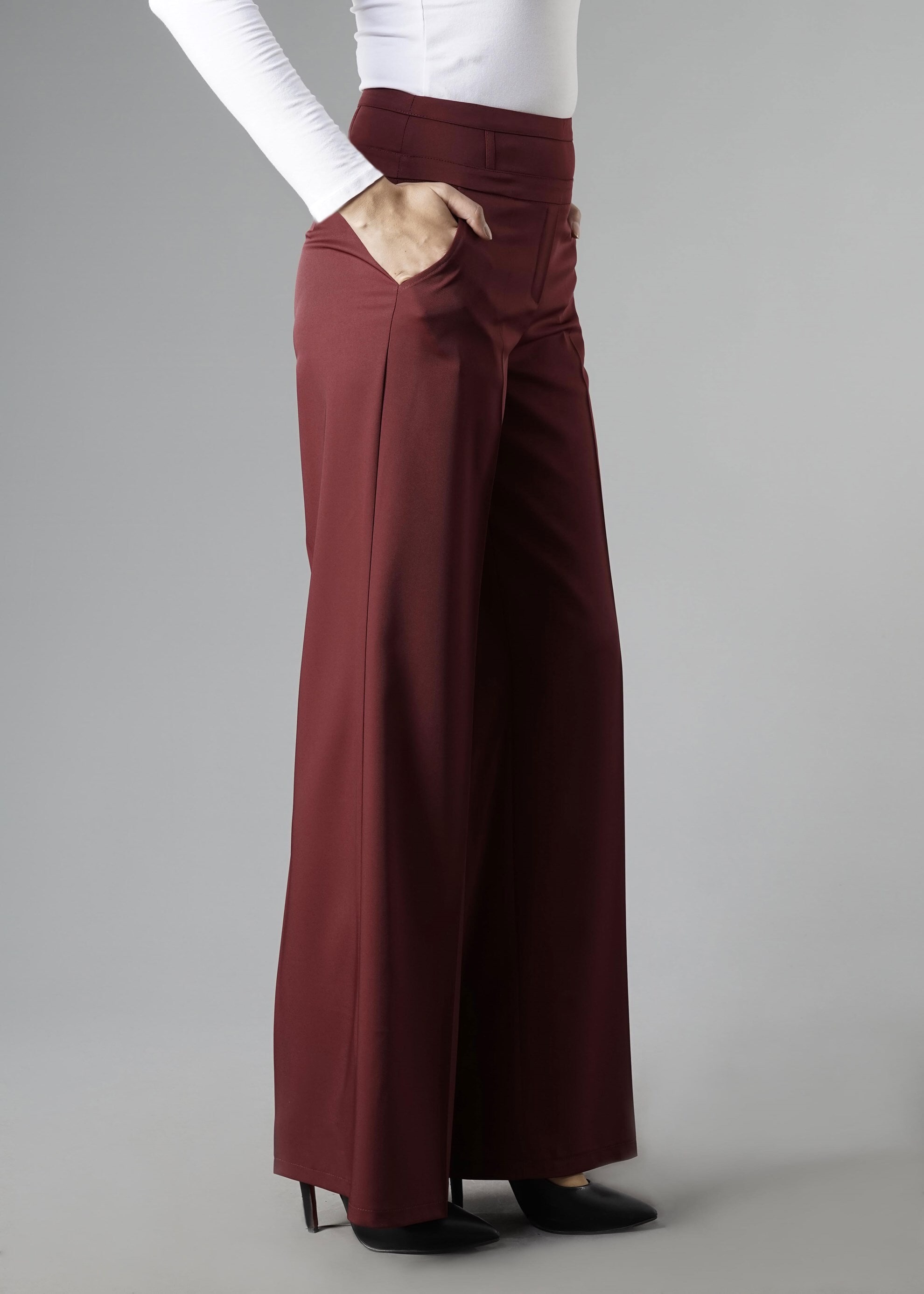 Tesettür giyim BORDO 7032 Sarah Tesettür Pantolon 40/48 TEK38