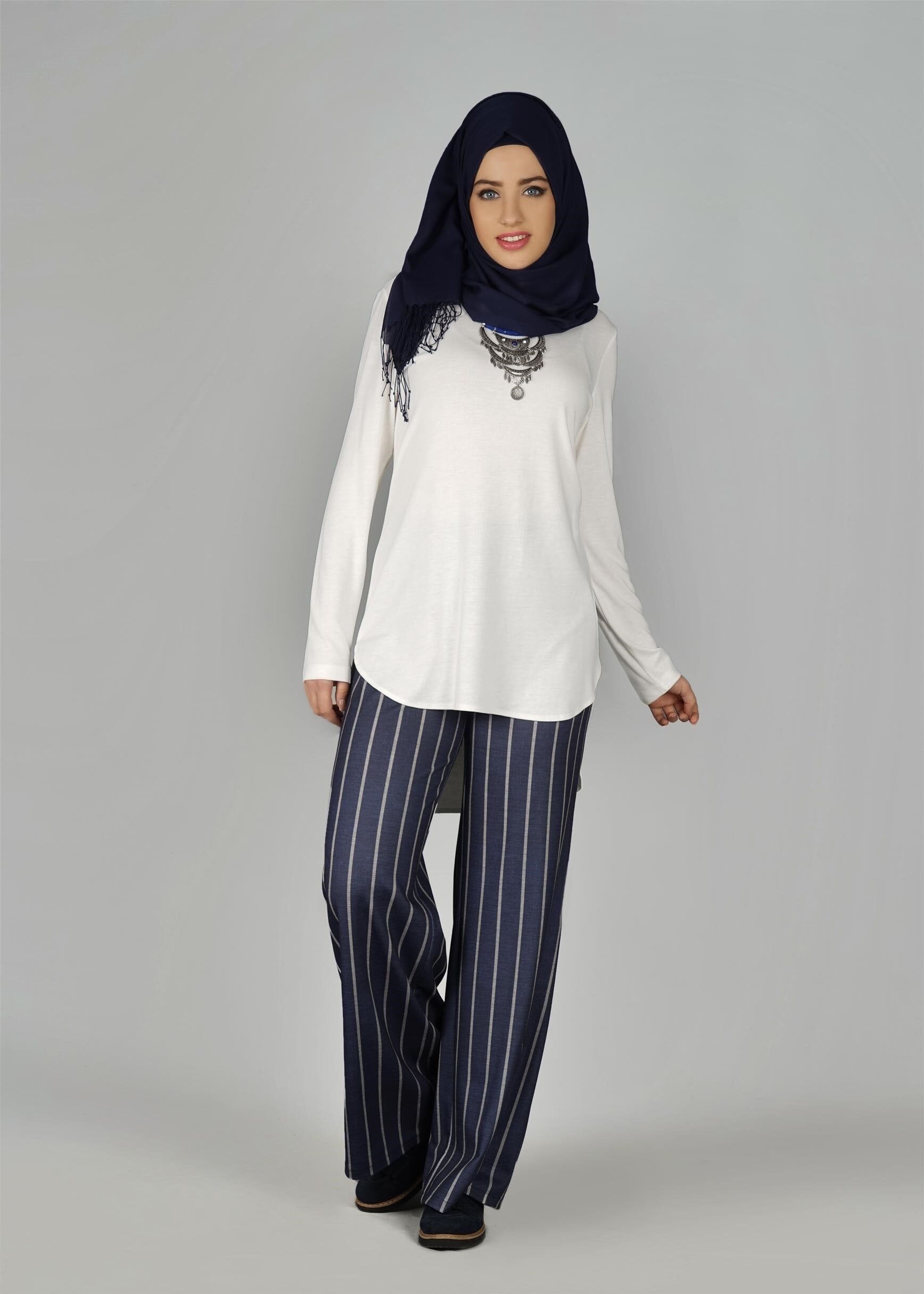 Tesettür giyim LACİVERT 7034 Queen 11029 Tesettür Pantolon 38/46 TEK36