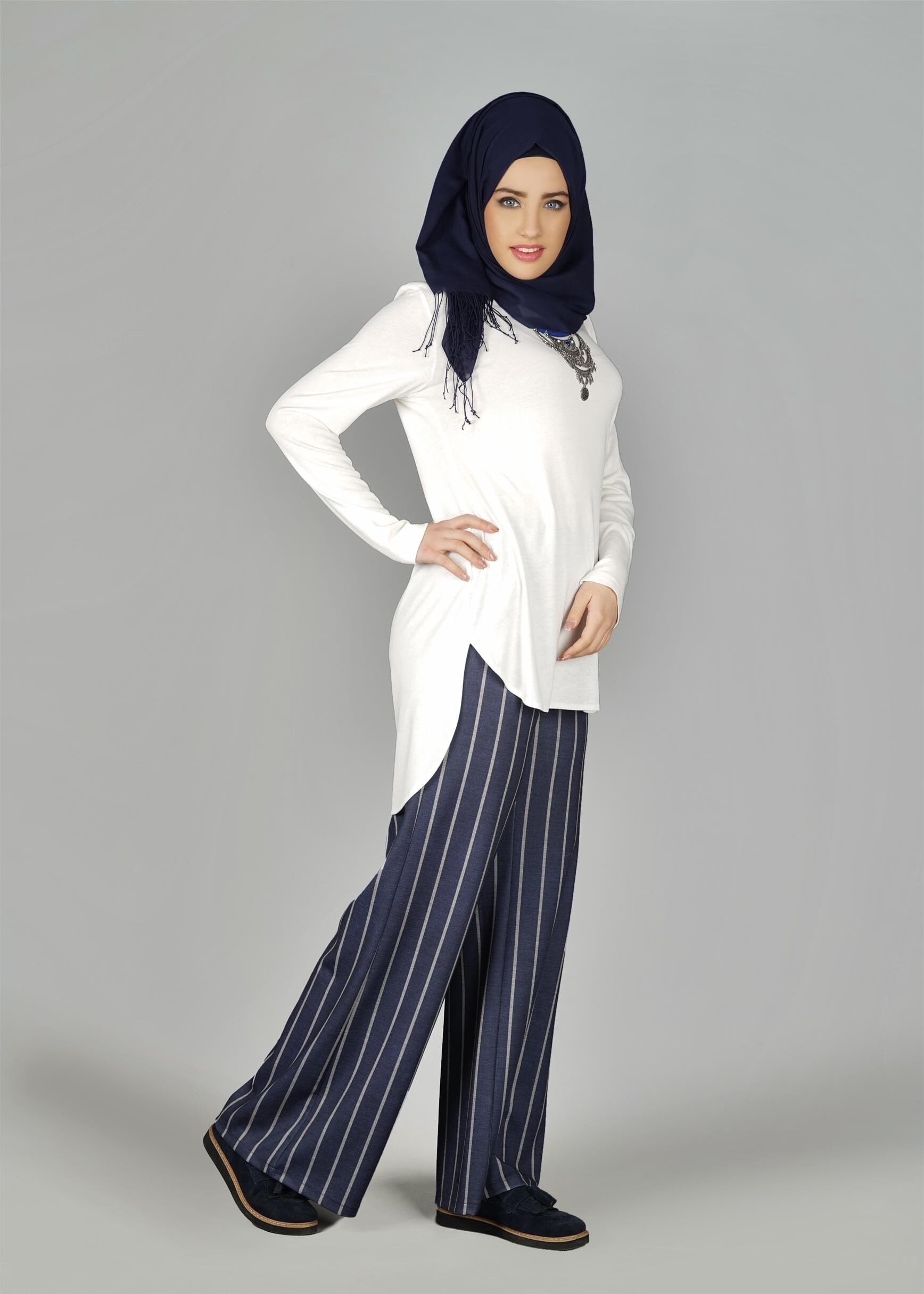 Tesettür giyim LACİVERT 7034 Queen 11029 Tesettür Pantolon 38/46 TEK36