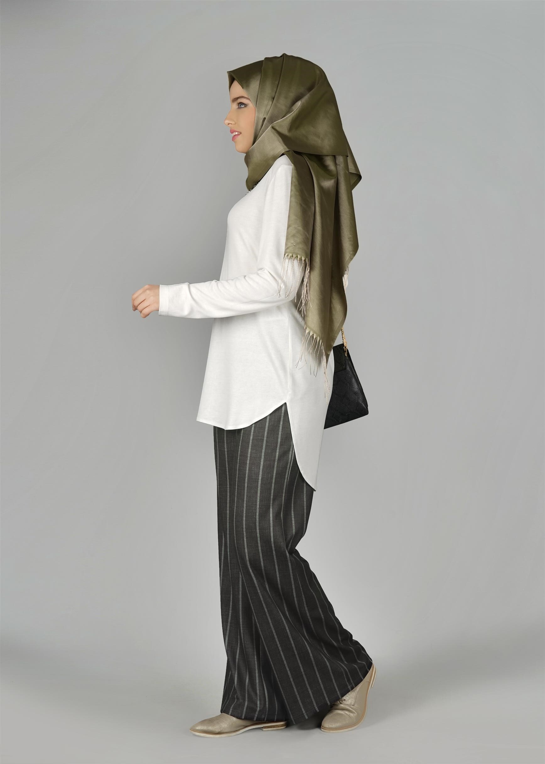 Tesettür giyim GRİ 7034 Queen 11029 Tesettür Pantolon 38/46 TEK36