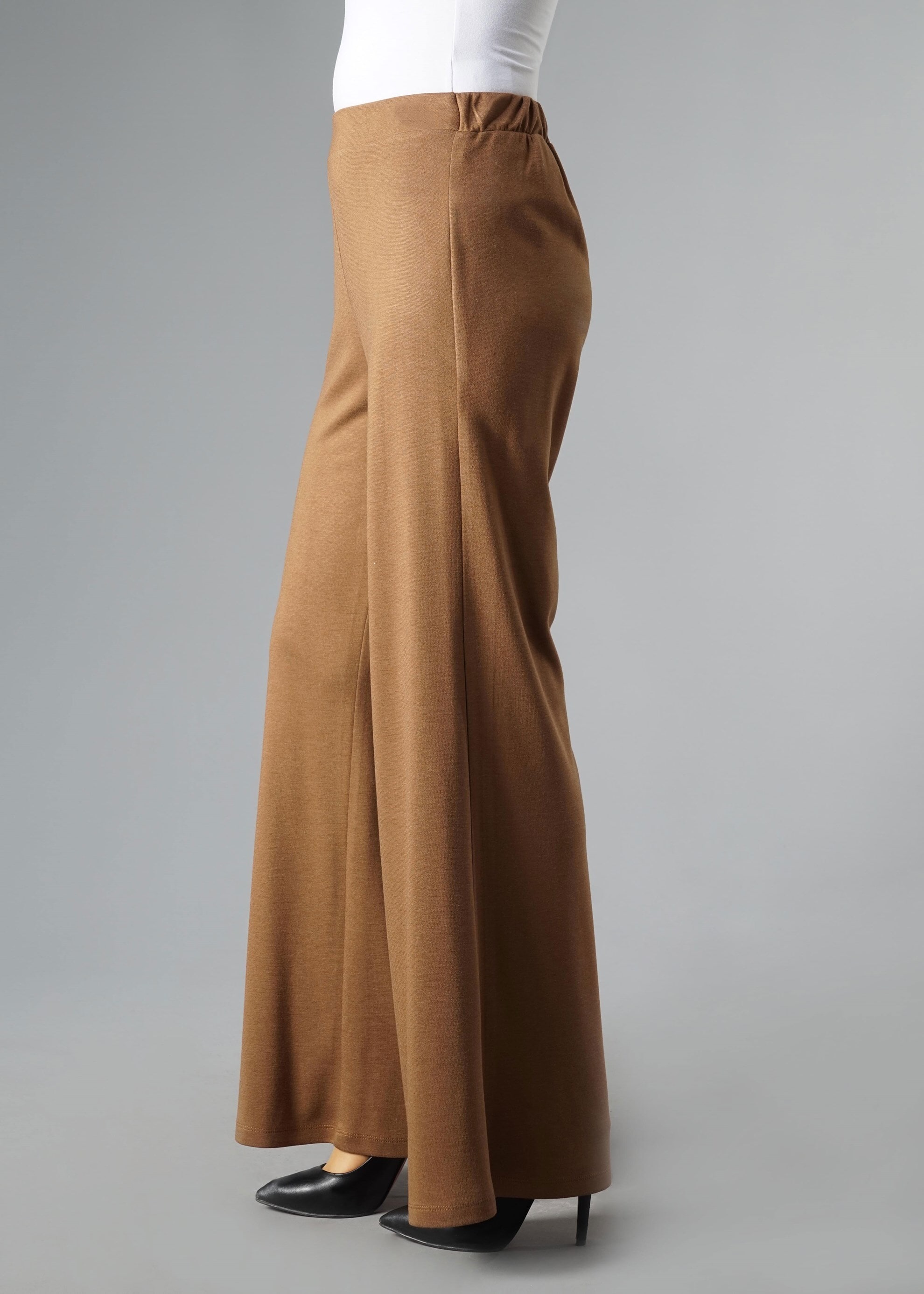 Tesettür giyim KAHVE 7035 Akasya Örme Tesettür Pantolon 40/48 TEK38