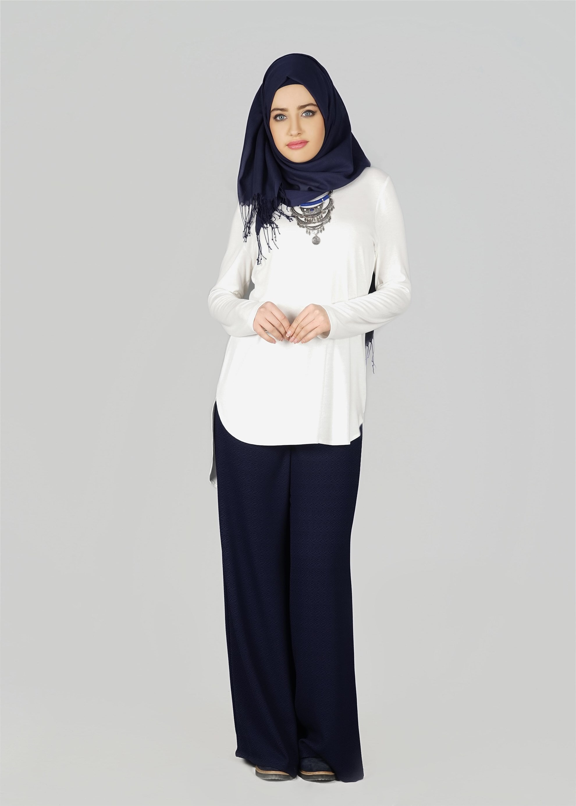 Tesettür giyim LACİVERT 7038 Nazenin 9008 Tesettür Pantolon 40/48 TEK38