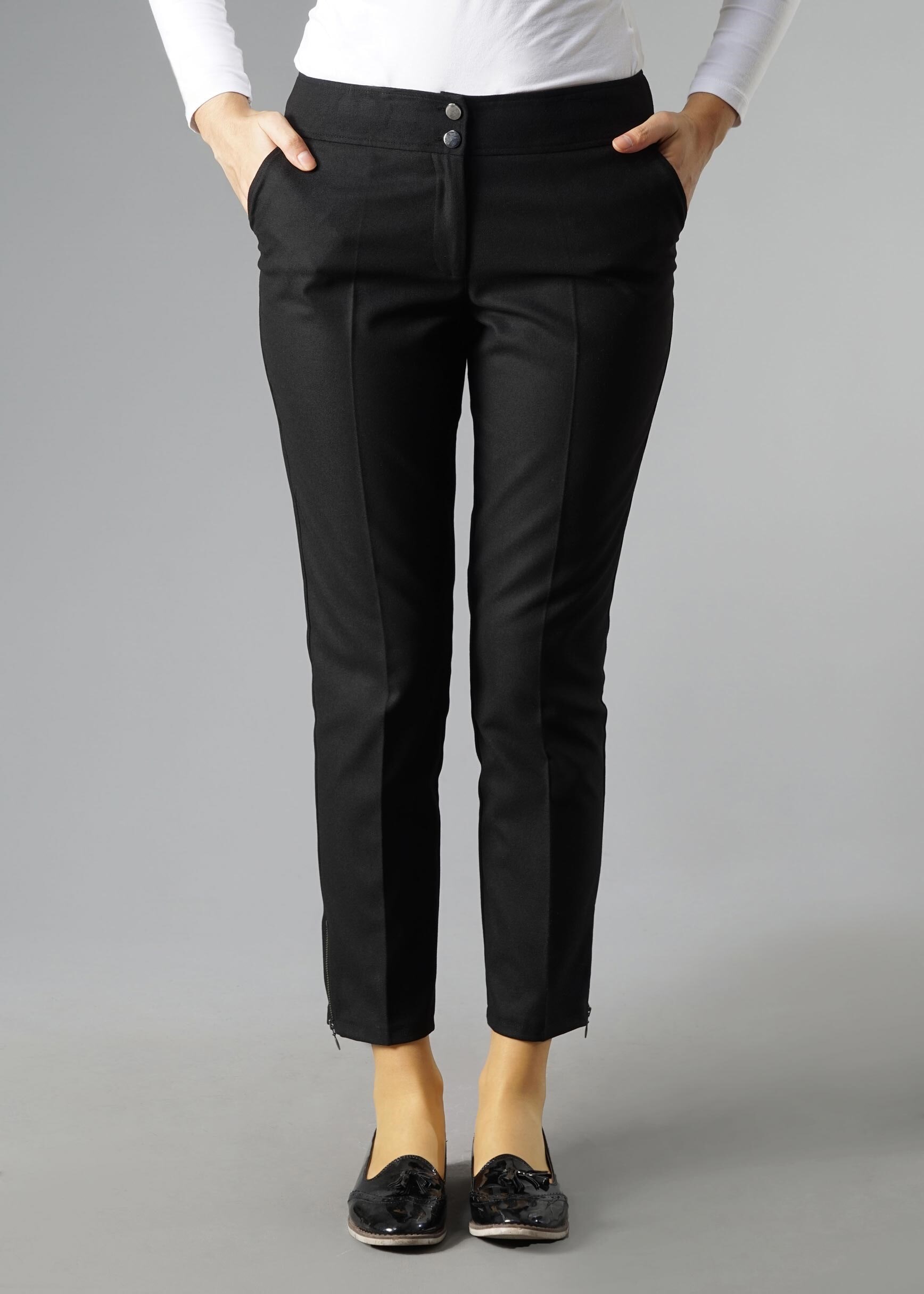 Tesettür giyim SİYAH BİLEK KISMI FERMUARLI PANTOLON 7043