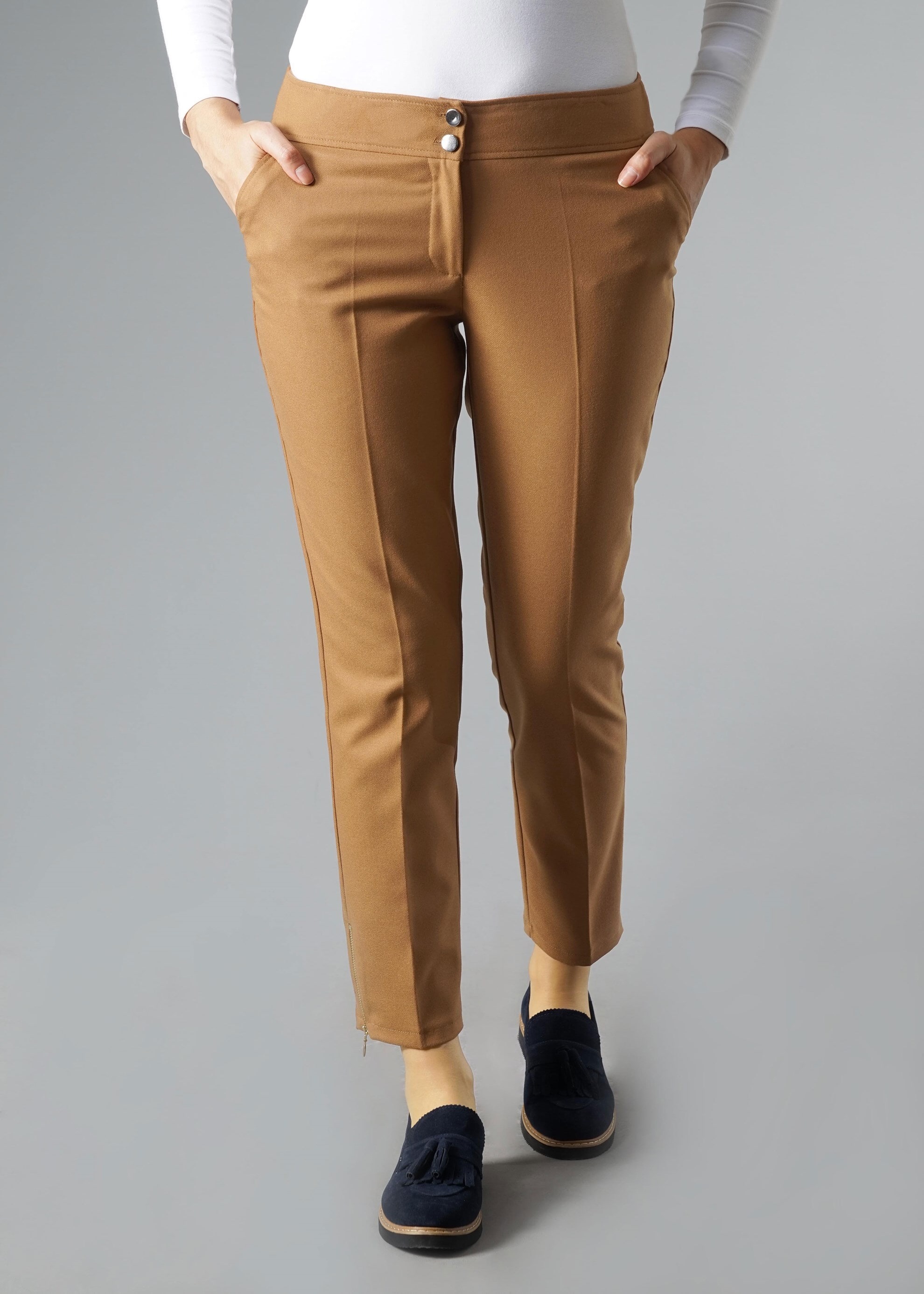 Tesettür giyim KAHVE BİLEK KISMI FERMUARLI PANTOLON 7043