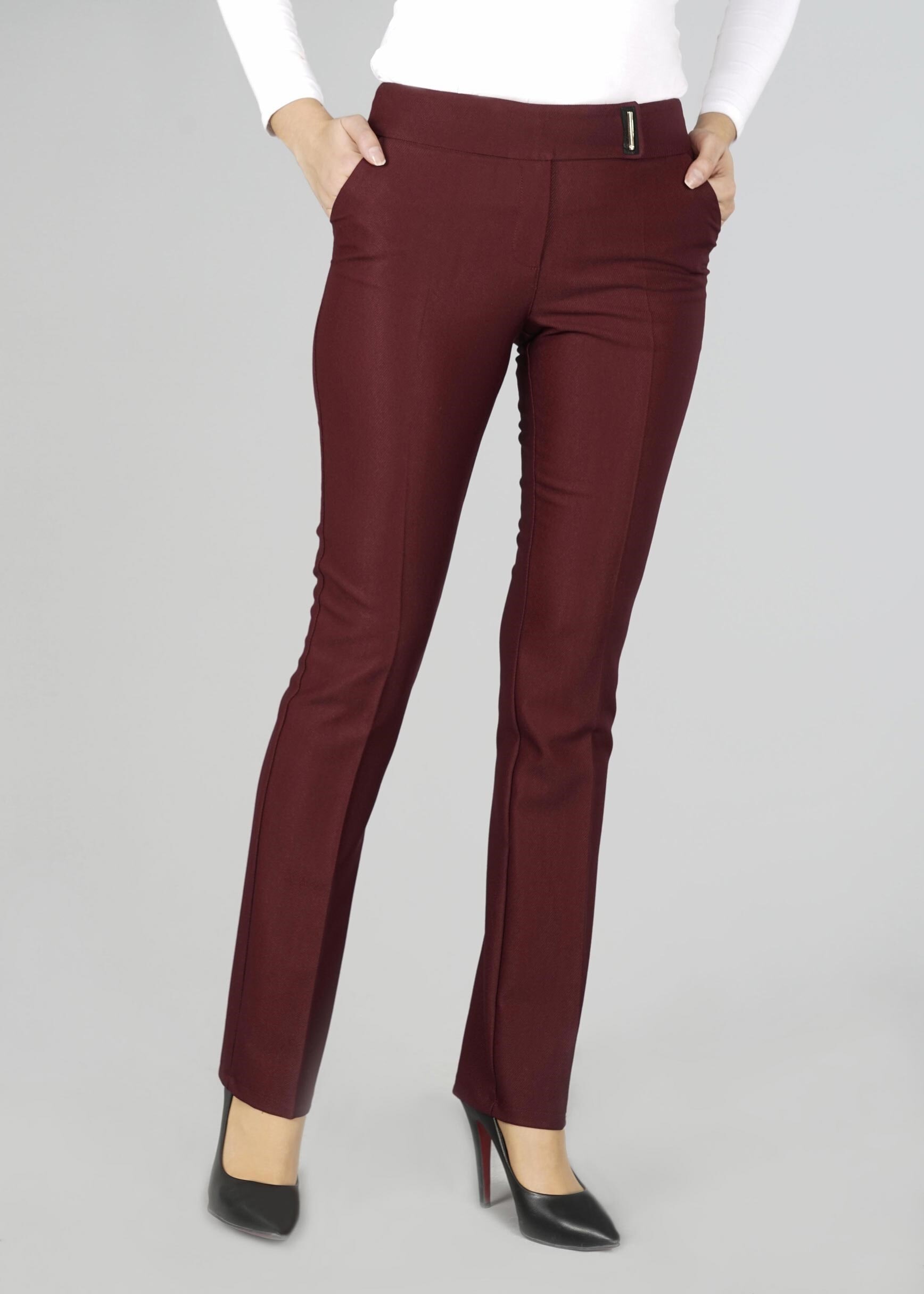 Tesettür giyim BORDO BEL AKSESUARLI PANTOLON 7046