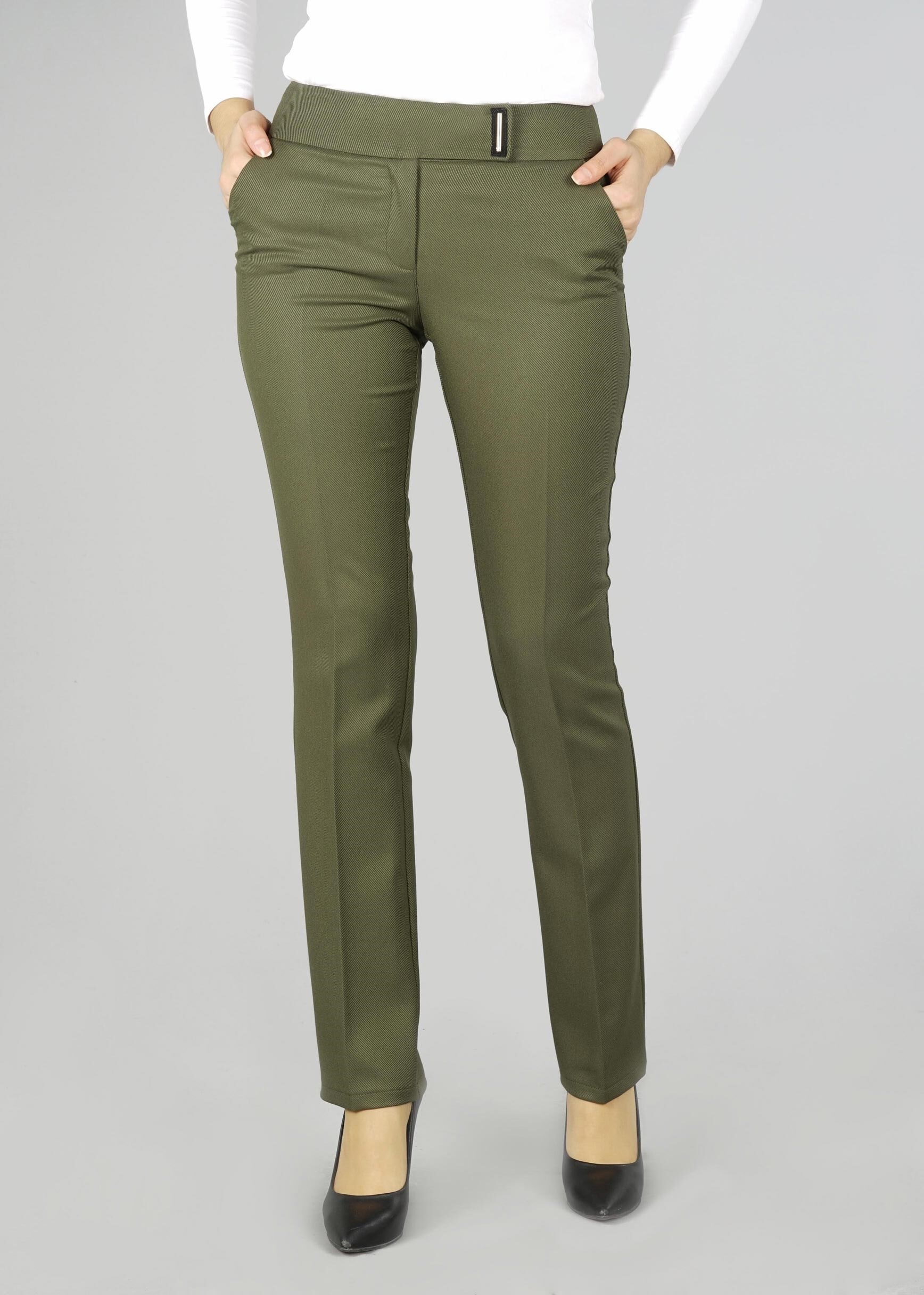 Tesettür giyim HAKİ BEL AKSESUARLI PANTOLON 7046