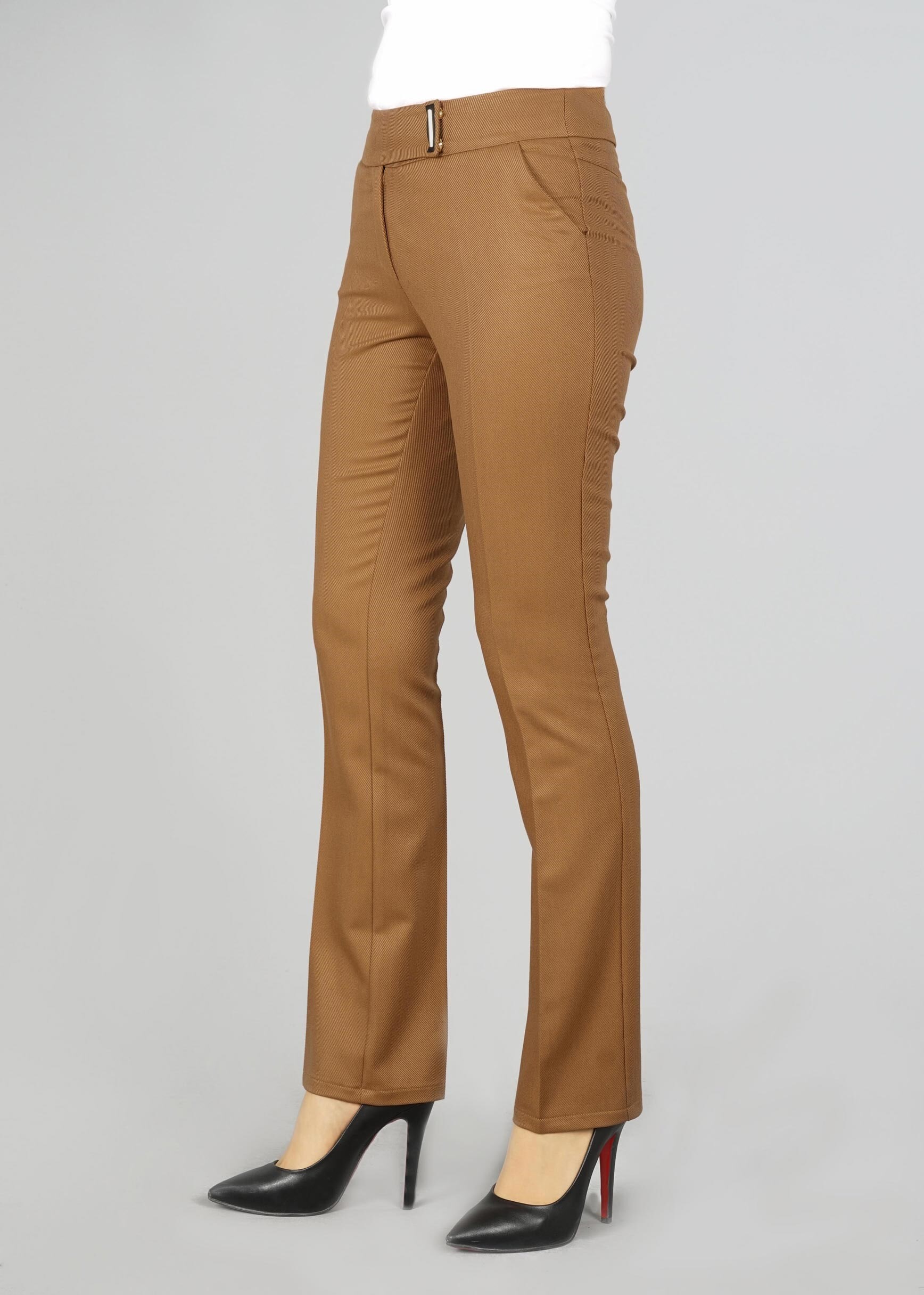 Tesettür giyim TABA BEL AKSESUARLI PANTOLON 7046