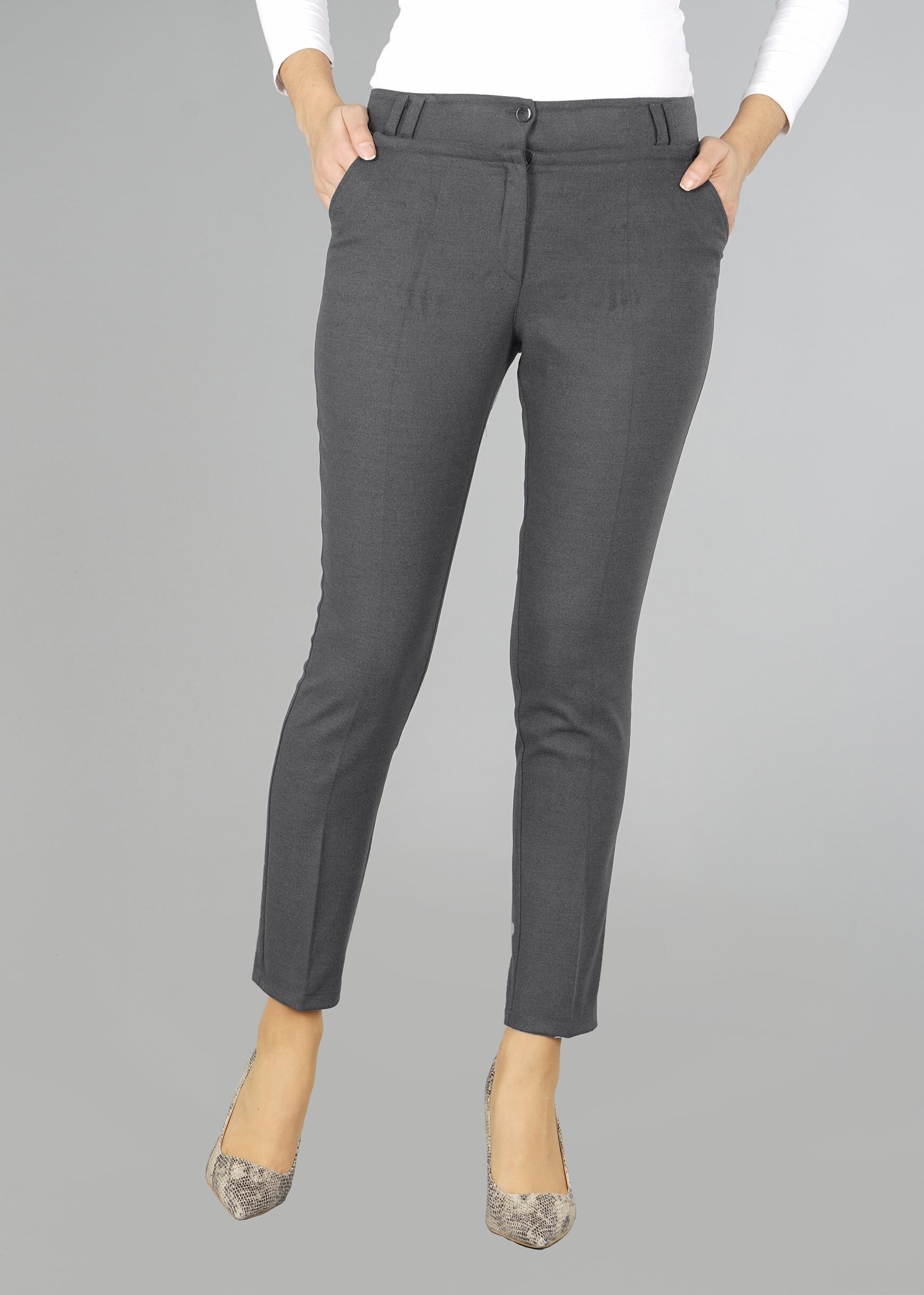 Tesettür giyim GRİ DOKULU CEPLİ PANTOLON 7049