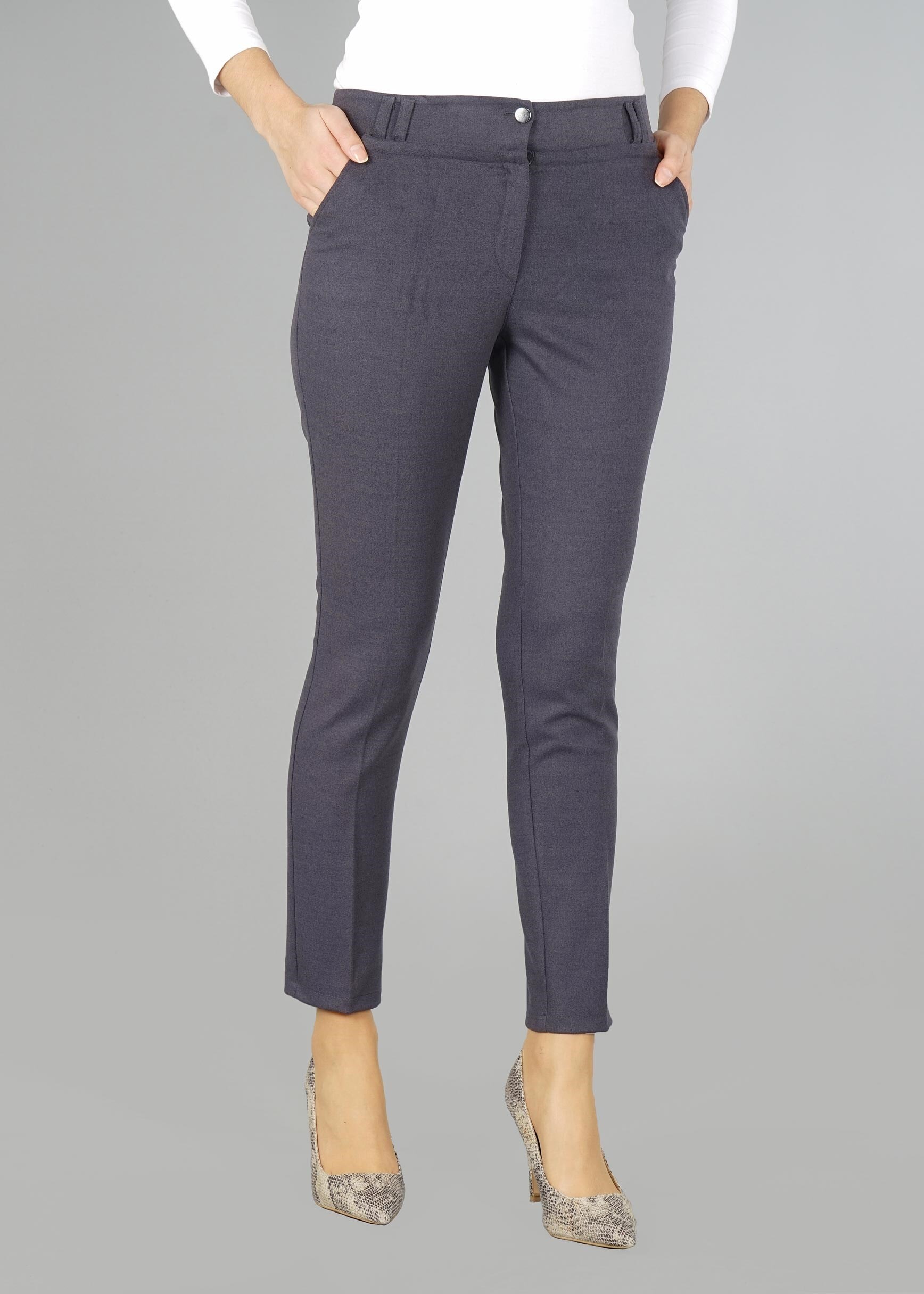 Tesettür giyim GRİ DOKULU CEPLİ PANTOLON 7049