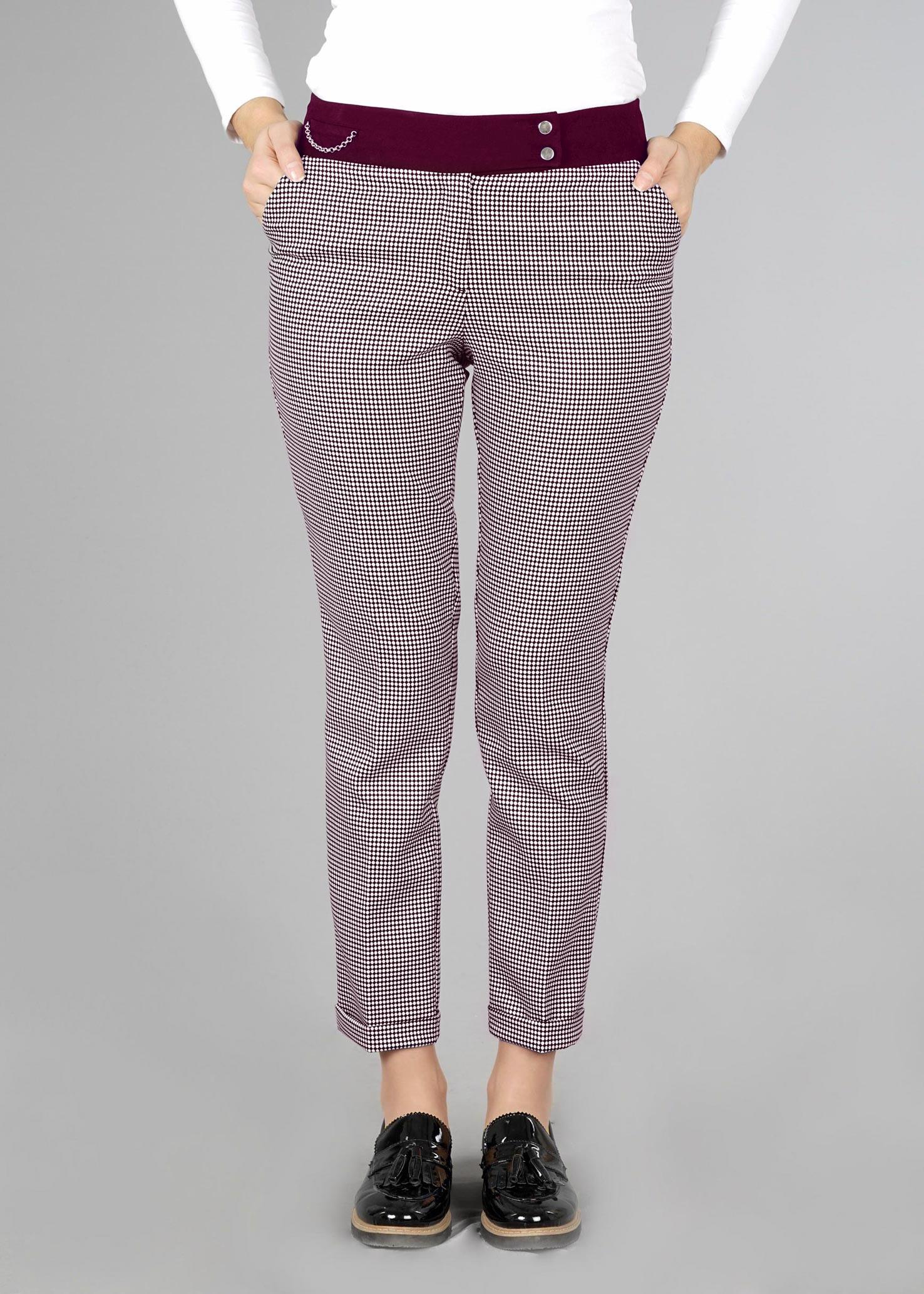 Tesettür giyim BORDO PÖTİKARE DESENLİ PANTOLON 7057