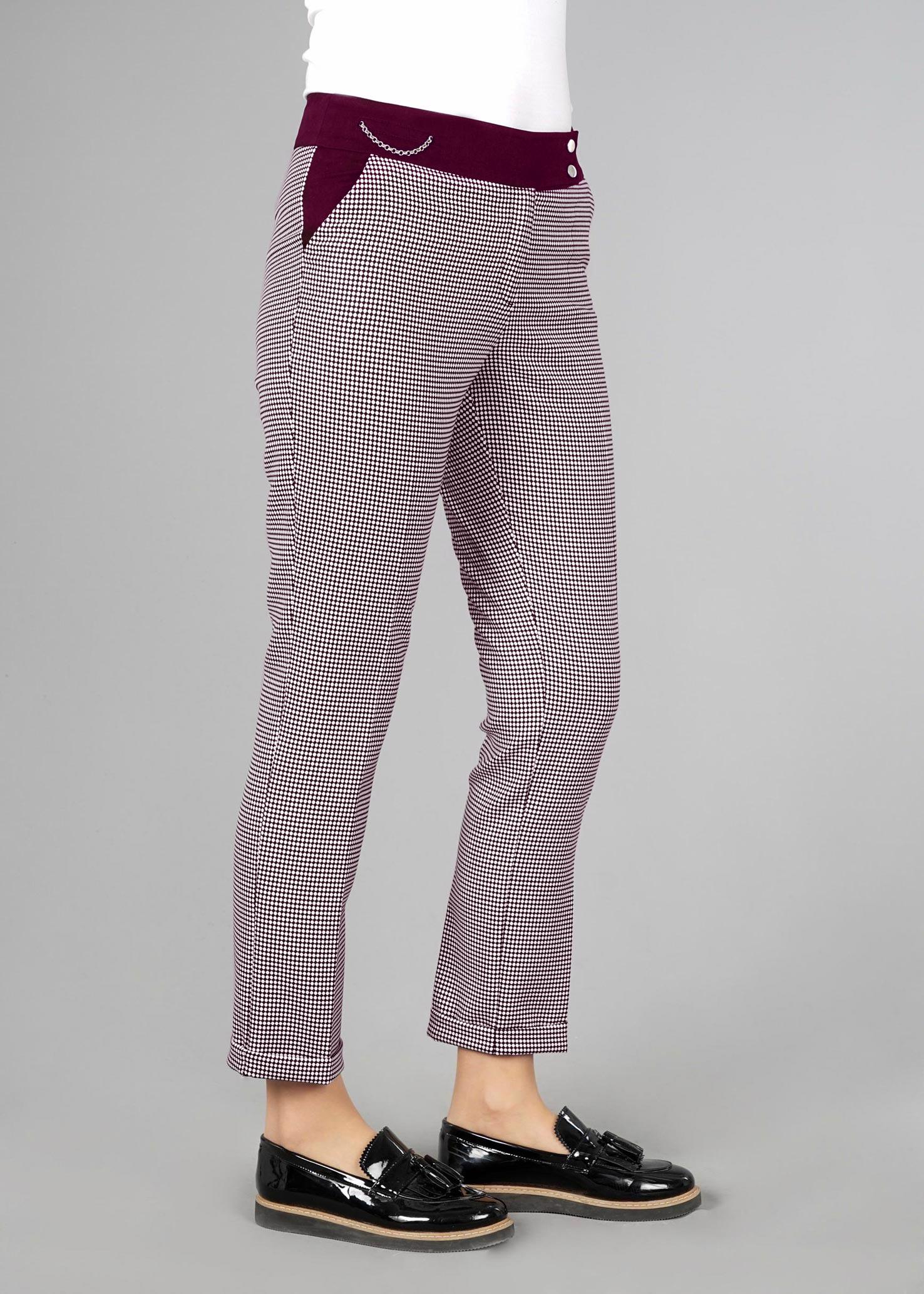 Tesettür giyim BORDO PÖTİKARE DESENLİ PANTOLON 7057