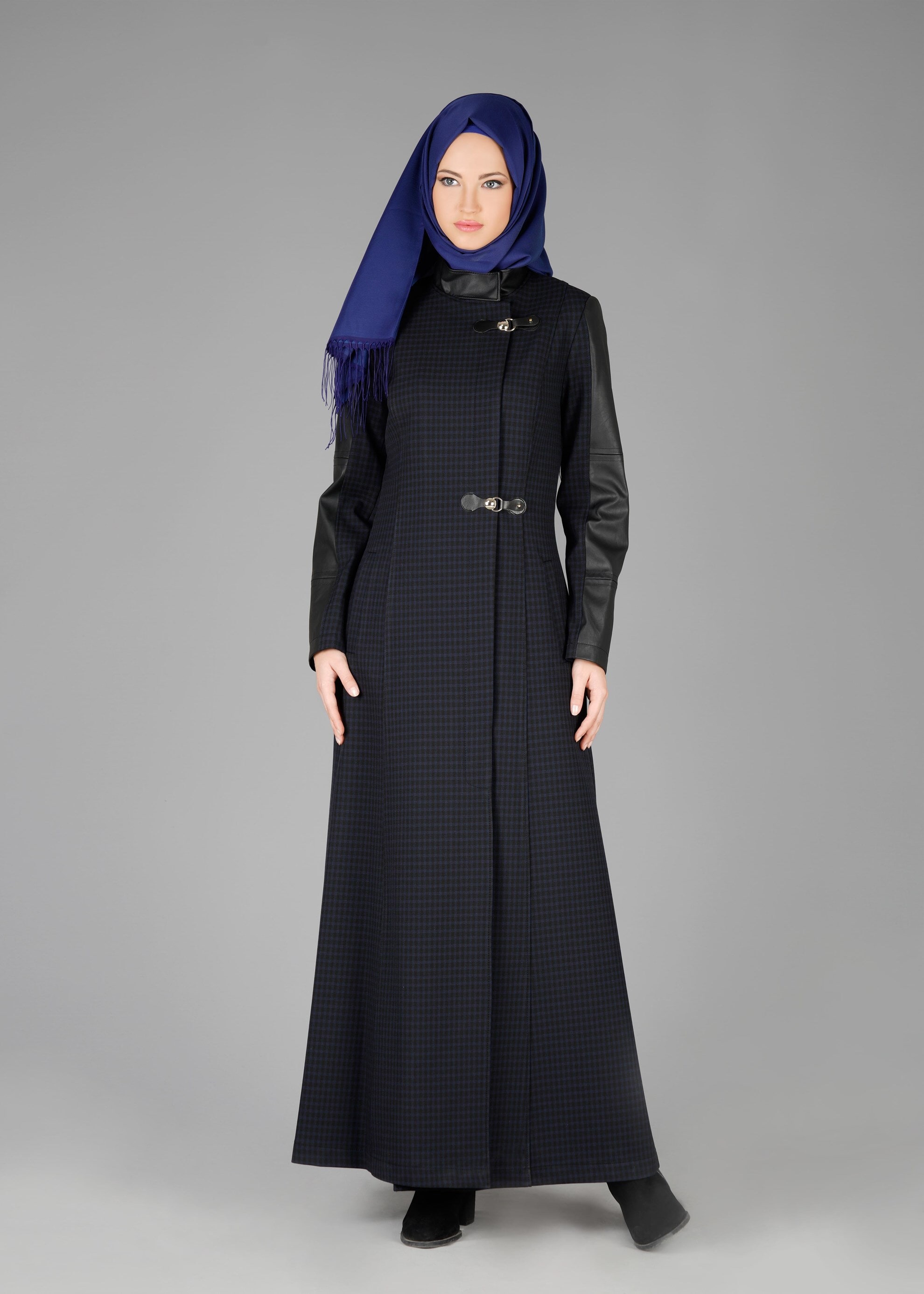 Tesettür giyim LACİVERT PÖTİKARE DESENLİ PARDESÜ 1874