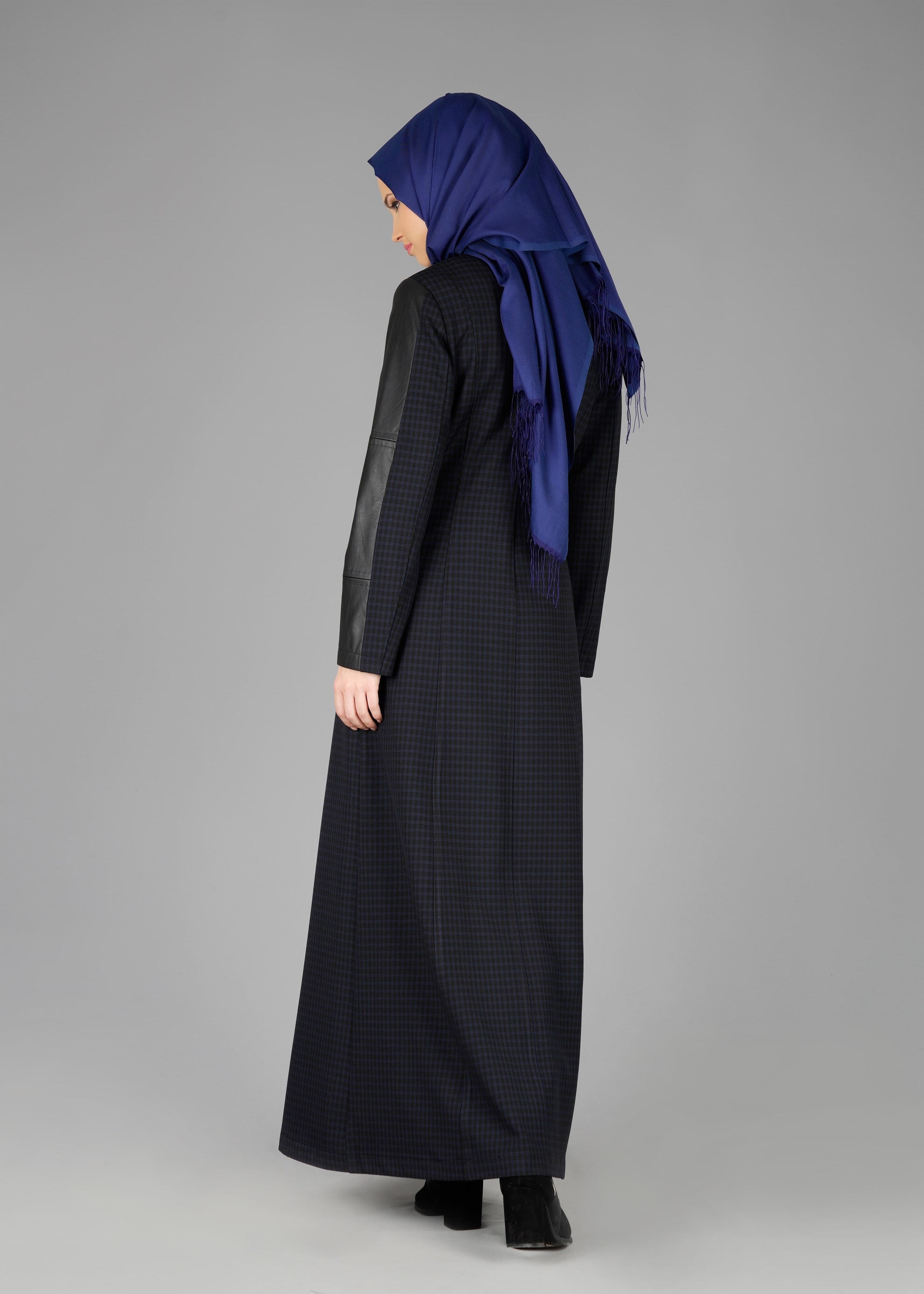 Tesettür giyim LACİVERT PÖTİKARE DESENLİ PARDESÜ 1874