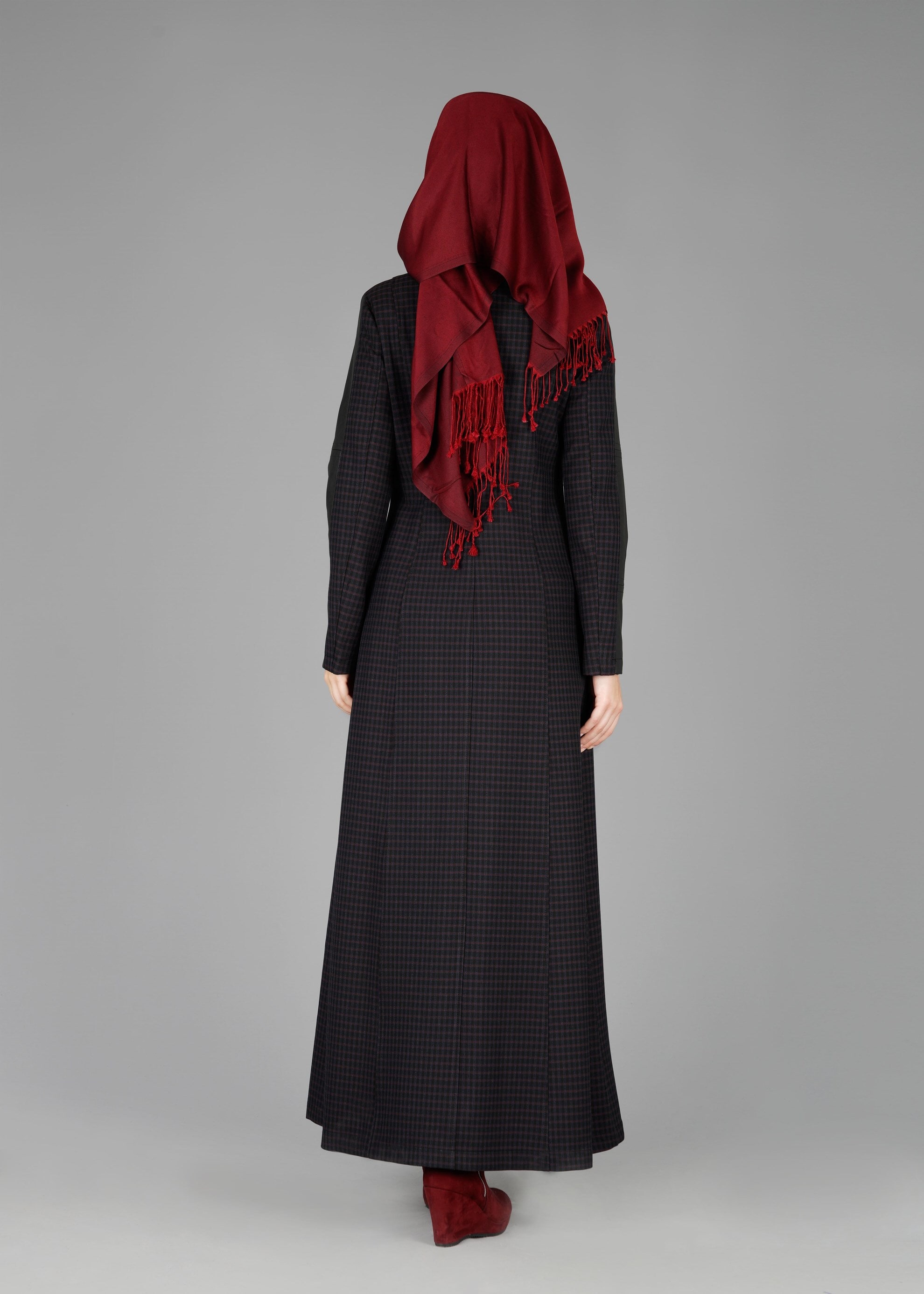 Tesettür giyim MÜRDÜM PÖTİKARE DESENLİ PARDESÜ 1874