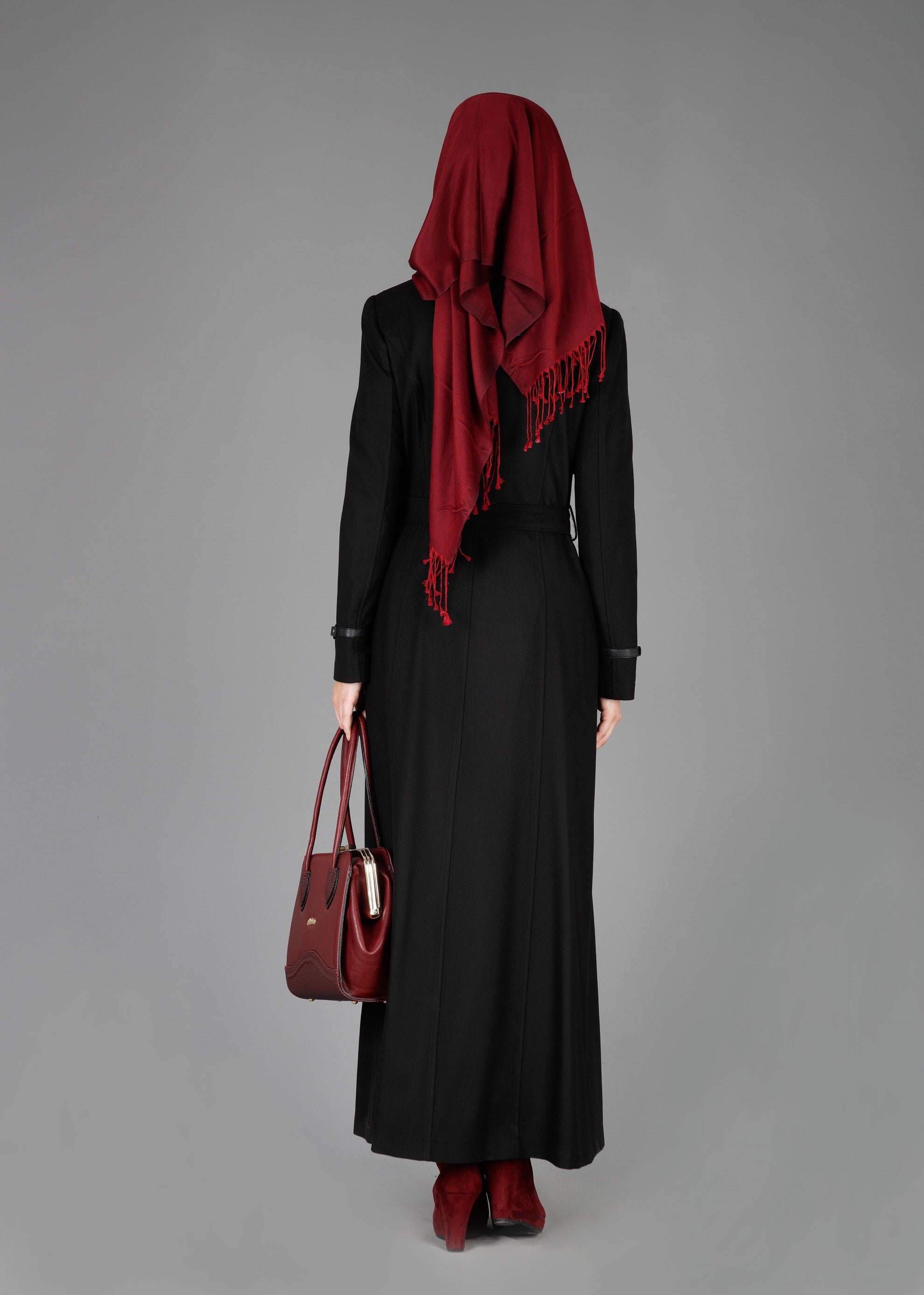 Tesettür giyim SİYAH FERMUAR DETAYLI PARDESÜ 1876