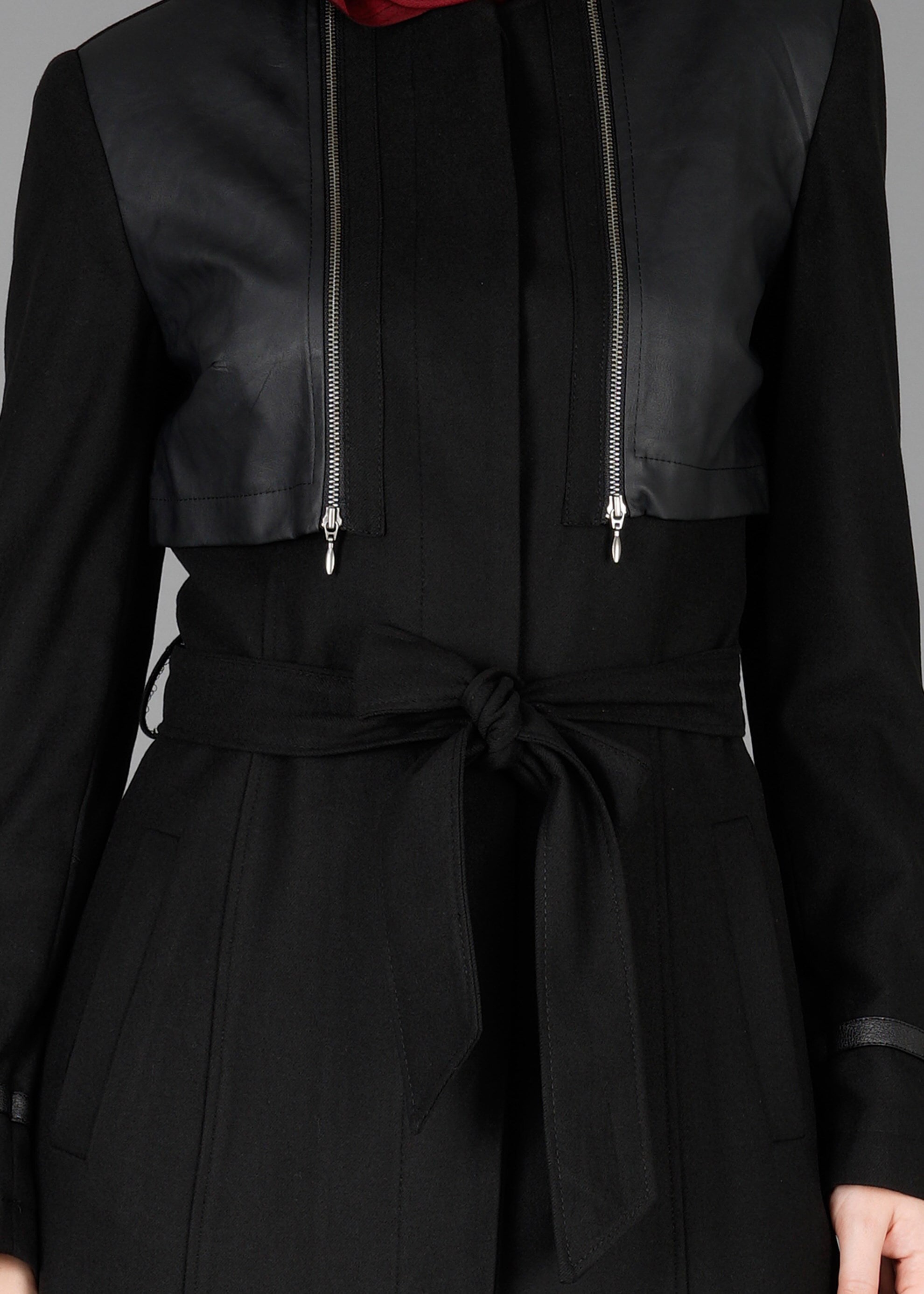 Tesettür giyim SİYAH FERMUAR DETAYLI PARDESÜ 1876