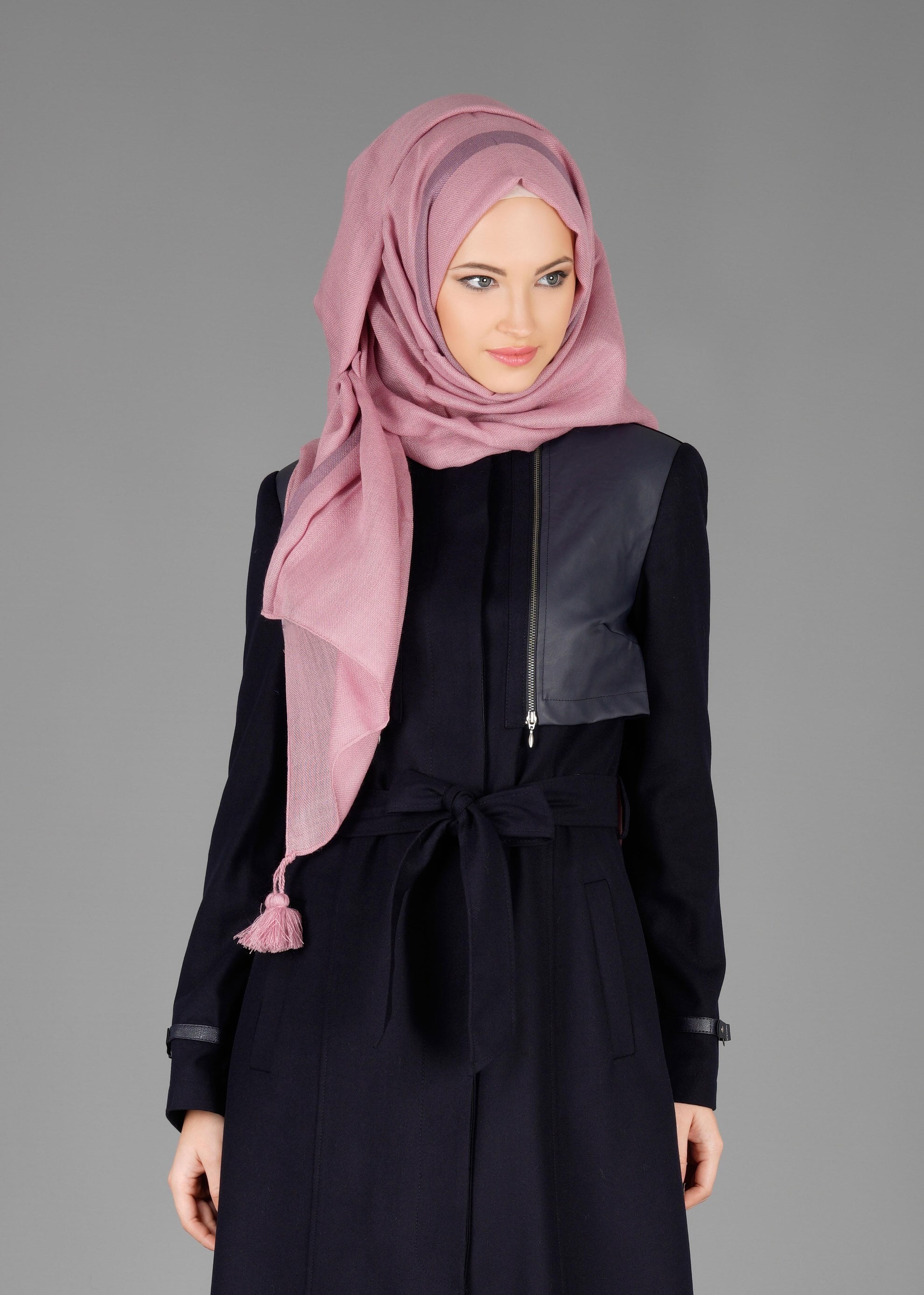 Tesettür giyim LACİVERT FERMUAR DETAYLI PARDESÜ 1876