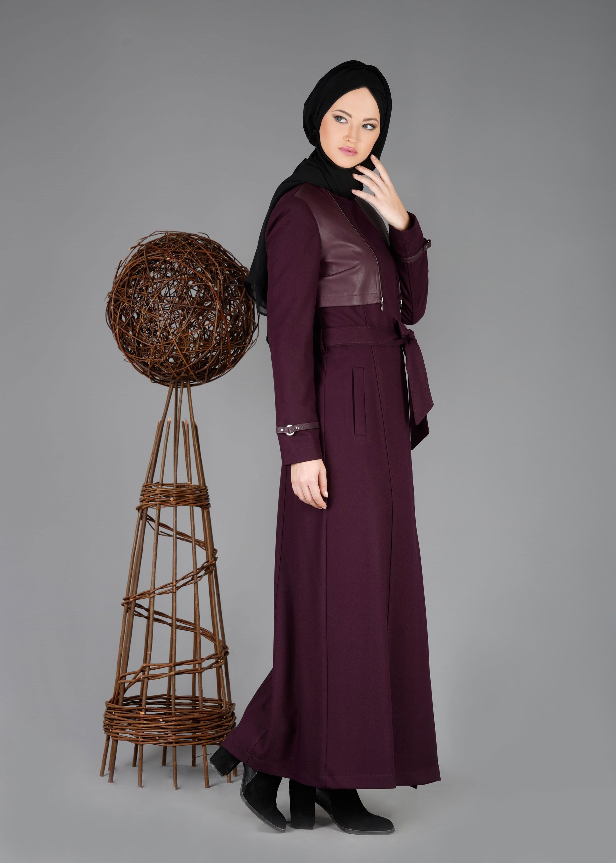 Tesettür giyim MÜRDÜM FERMUAR DETAYLI PARDESÜ 1876