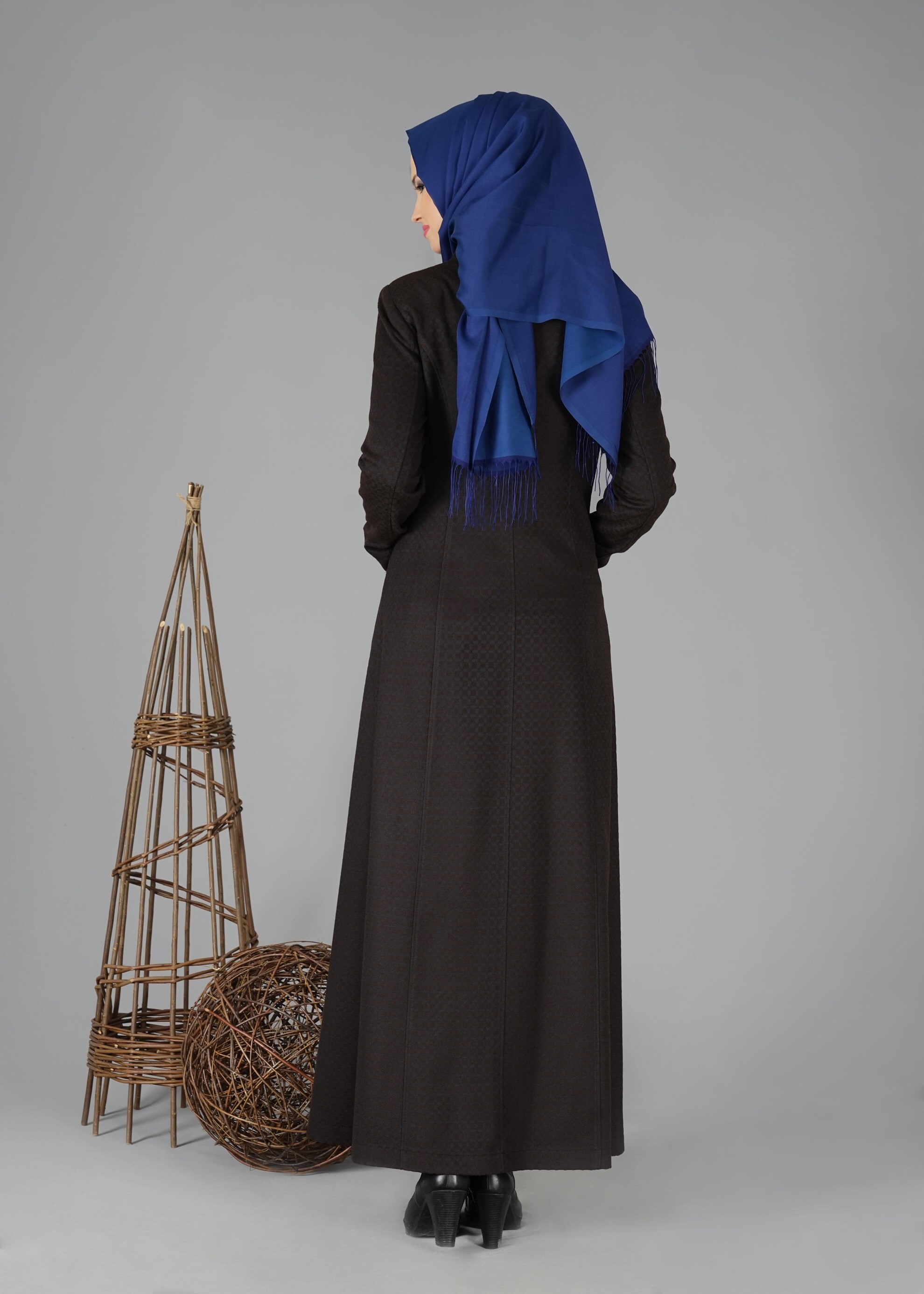 Tesettür giyim KAHVE CEPLİ PARDESÜ 1885