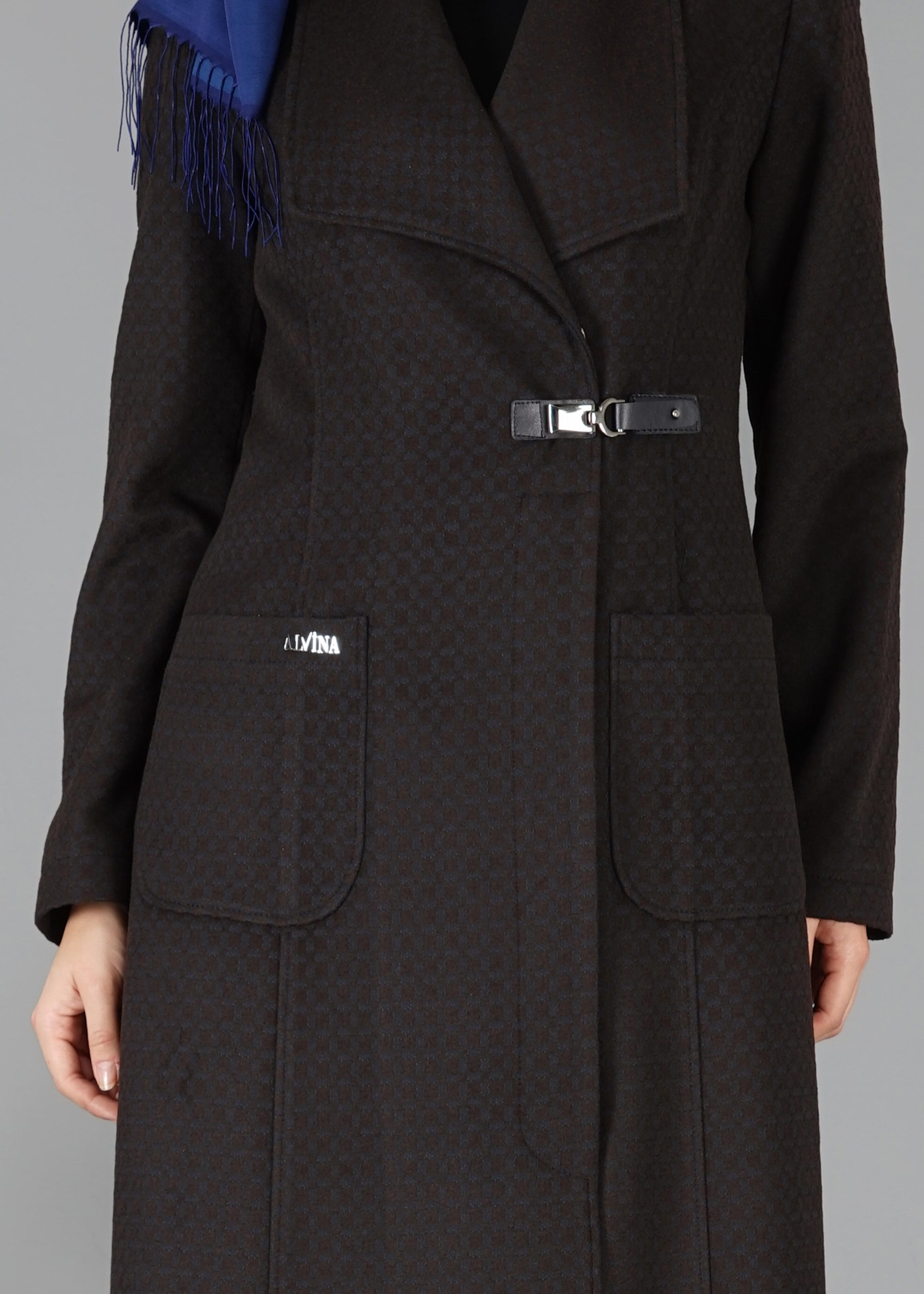 Tesettür giyim KAHVE CEPLİ PARDESÜ 1885