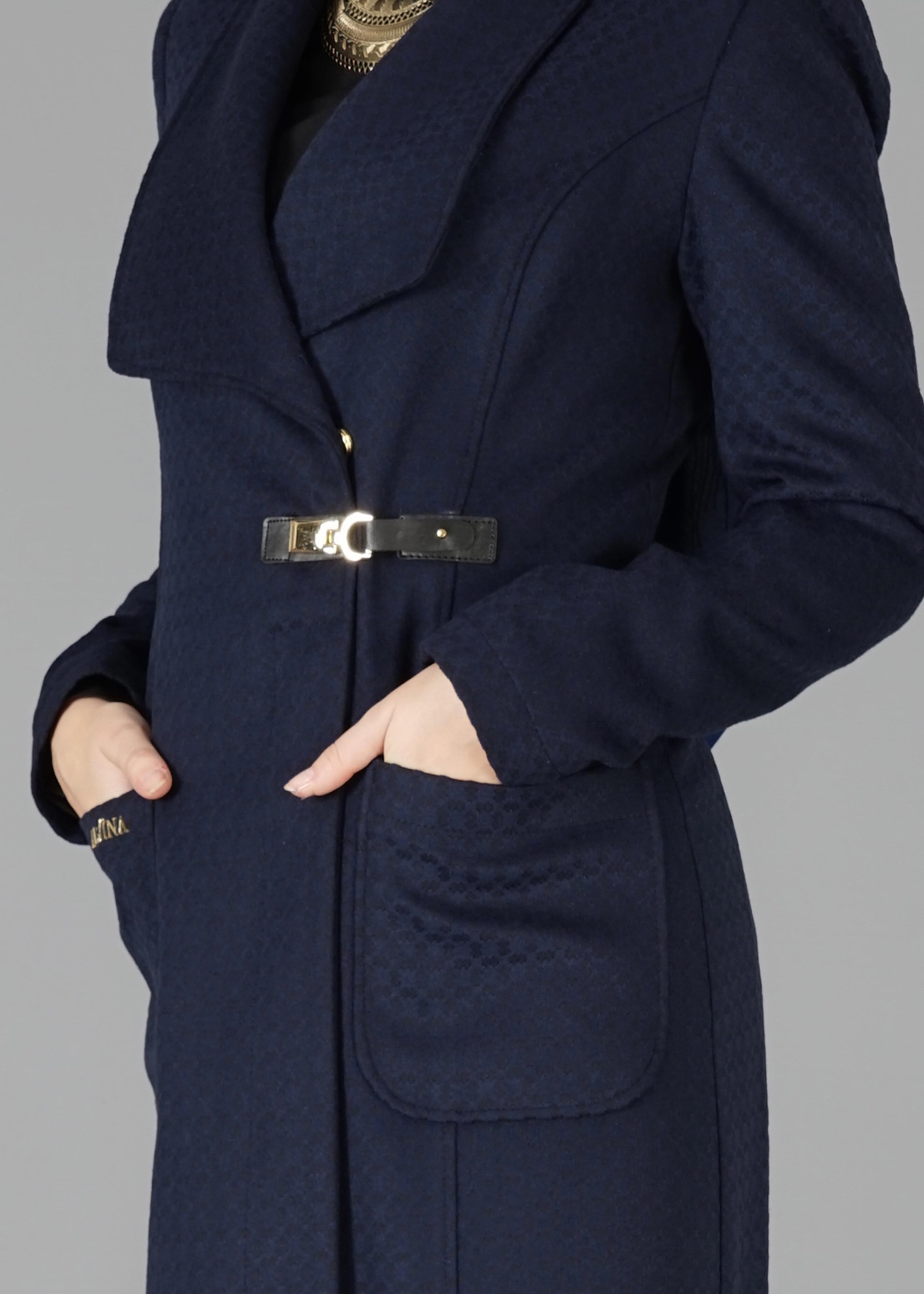 Tesettür giyim LACİVERT CEPLİ PARDESÜ 1885