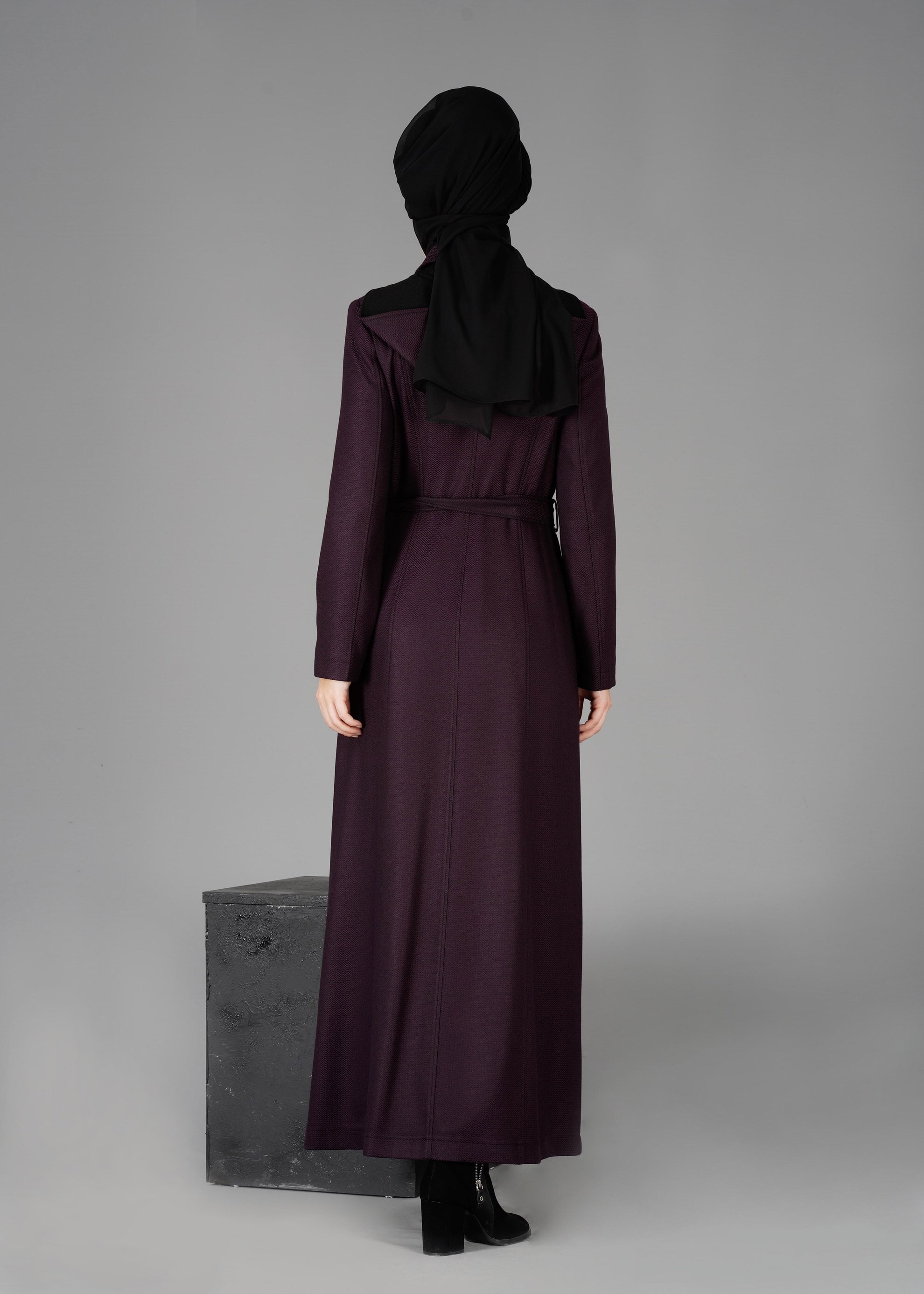 Tesettür giyim MÜRDÜM KAPÜŞONLU ÇITÇITLI PARDESÜ 1895