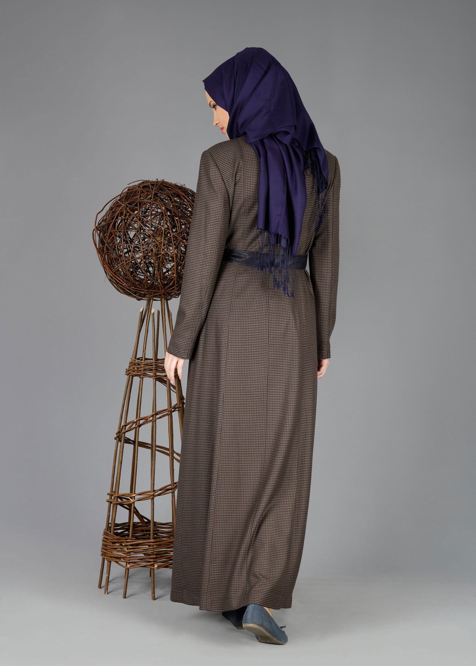 Tesettür giyim LACİVERT PÖTİKARE DESENLİ PARDESÜ 1905