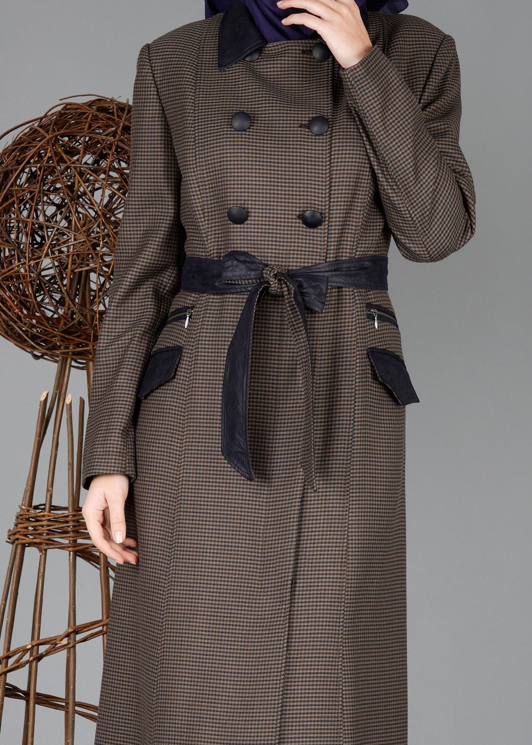 Tesettür giyim LACİVERT PÖTİKARE DESENLİ PARDESÜ 1905