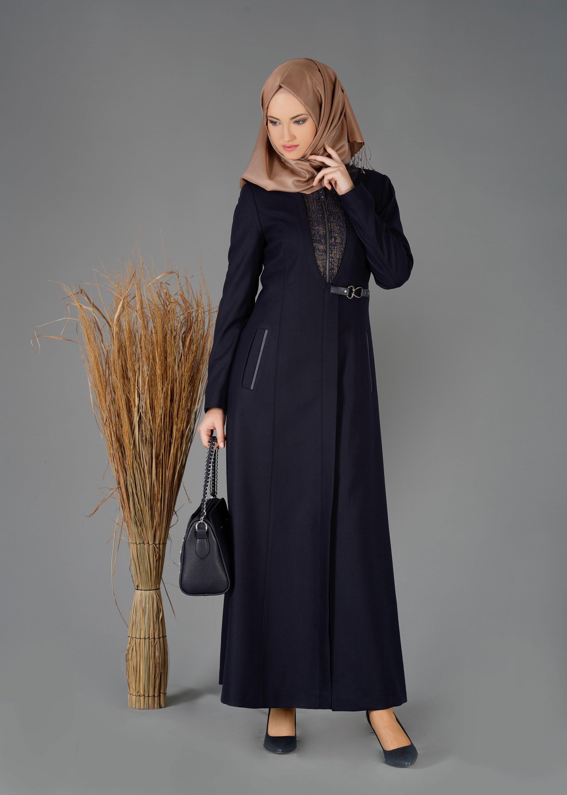 Tesettür giyim LACİVERT FERMUAR DETAYLI PARDESÜ 1906