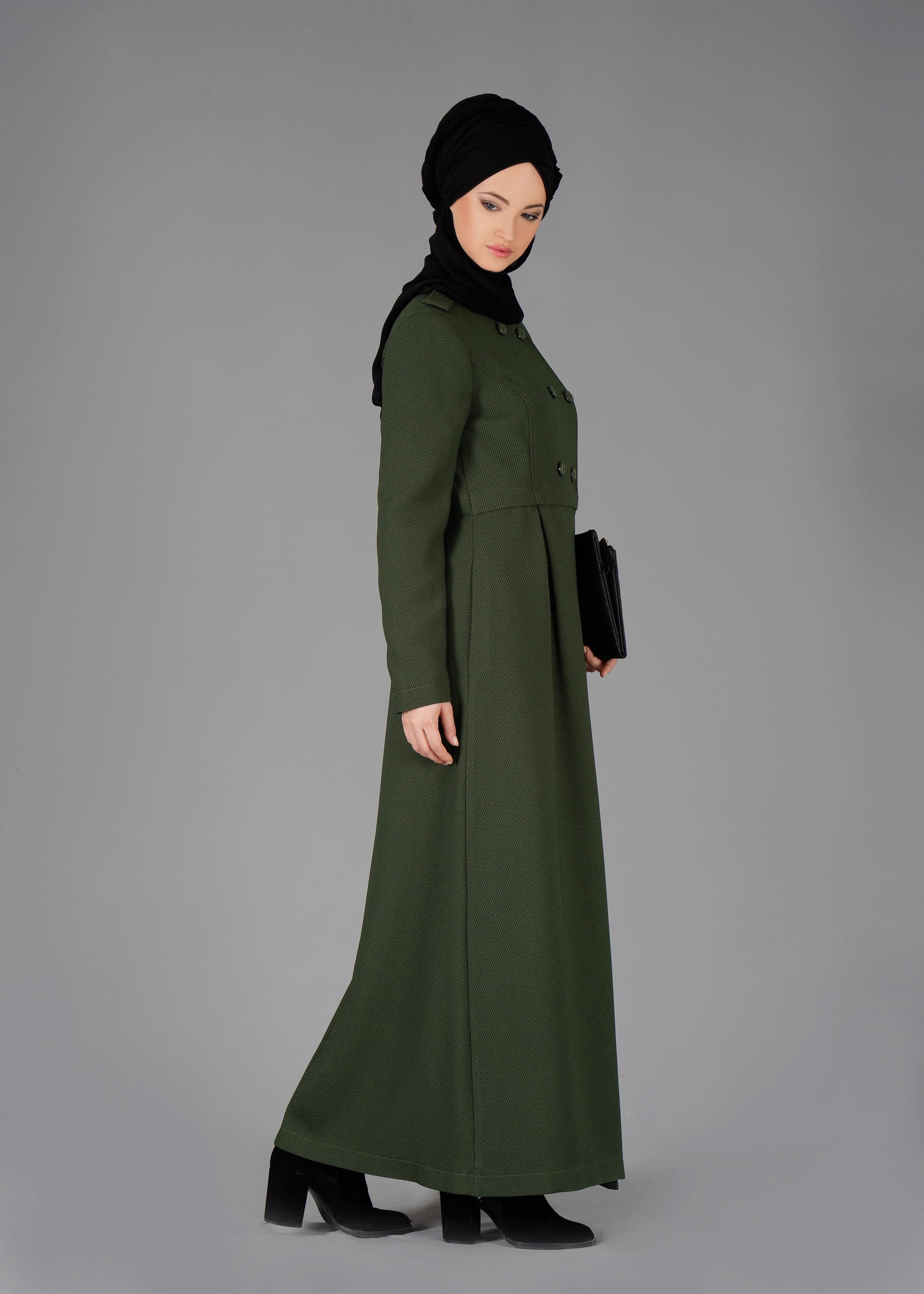 Tesettür giyim HAKİ 1907 PARDESÜ