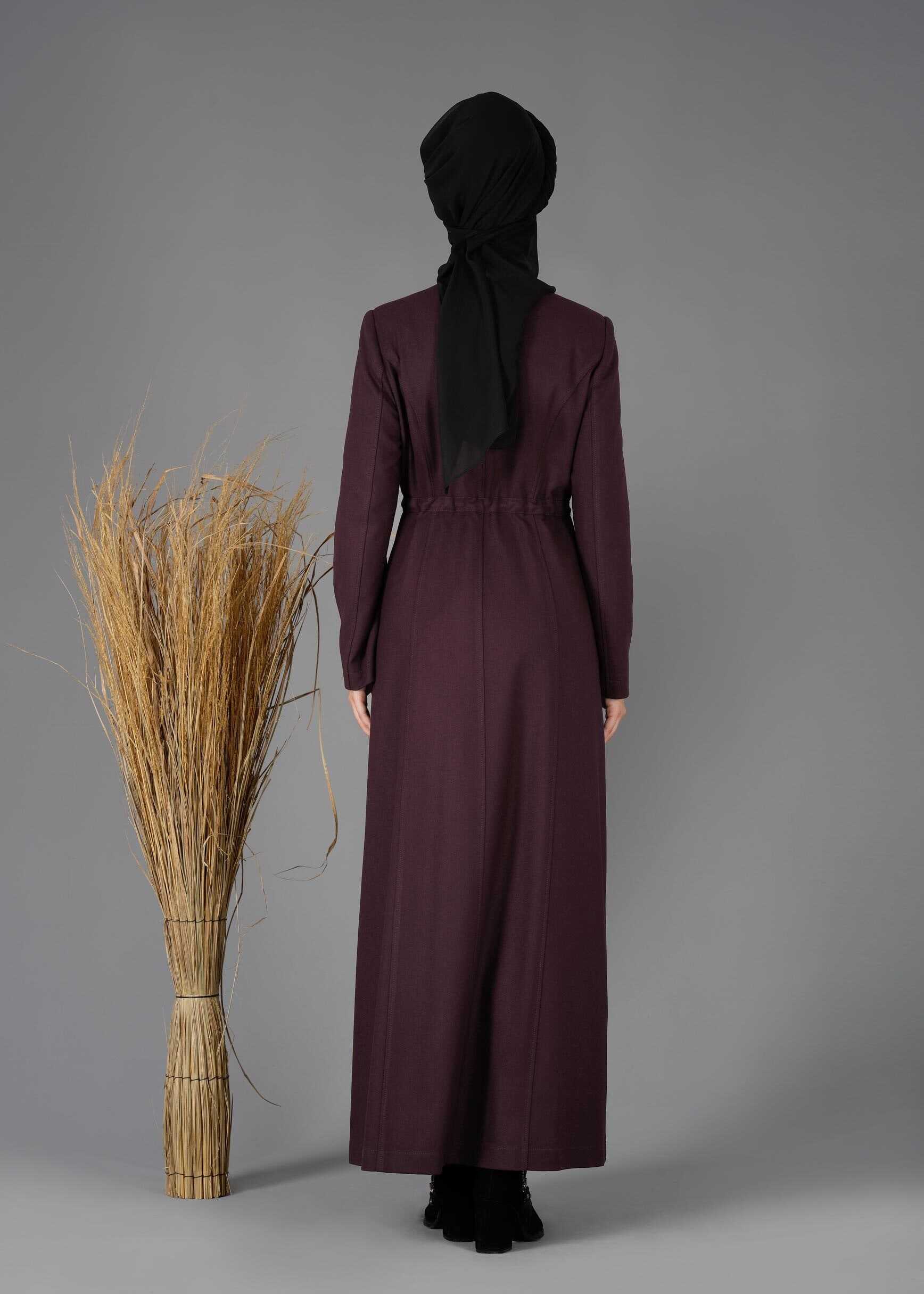 Tesettür giyim MÜRDÜM BELİ BÜZGÜLÜ FERMUARLI PARDESÜ 1920