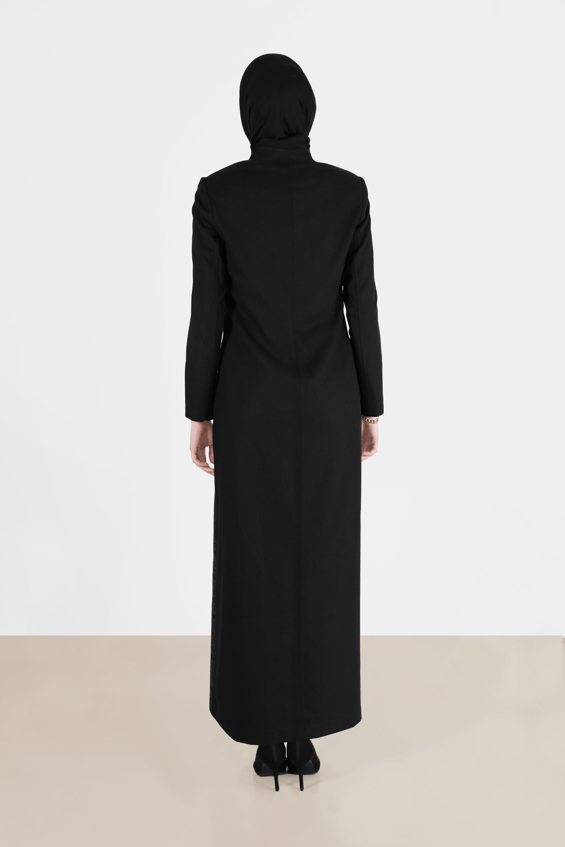 Tesettür giyim SİYAH ETNİK DESENLİ PARDESÜ 1922