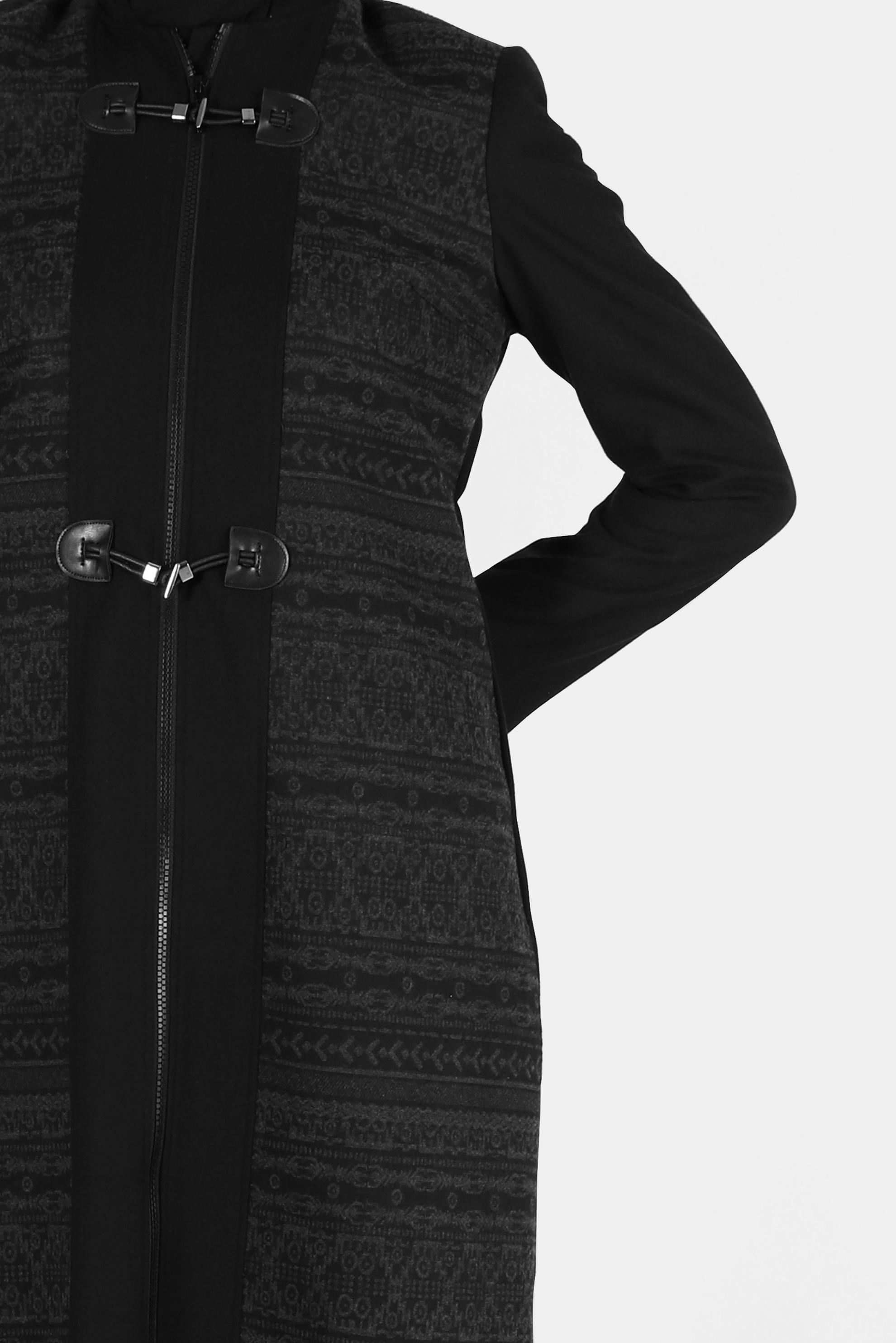 Tesettür giyim SİYAH ETNİK DESENLİ PARDESÜ 1922