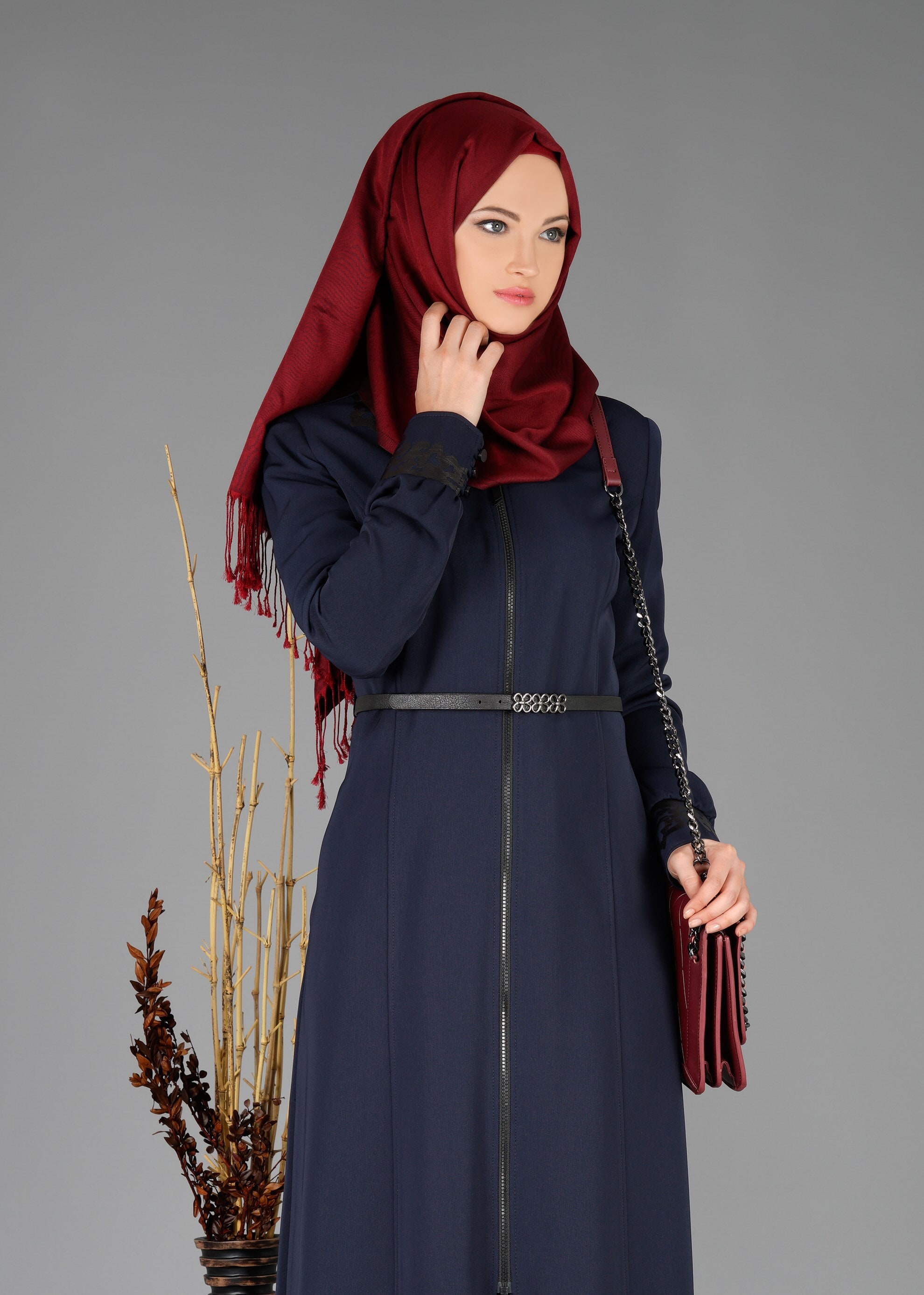 Tesettür giyim LACİVERT FERMUARLI PARDESÜ 1932