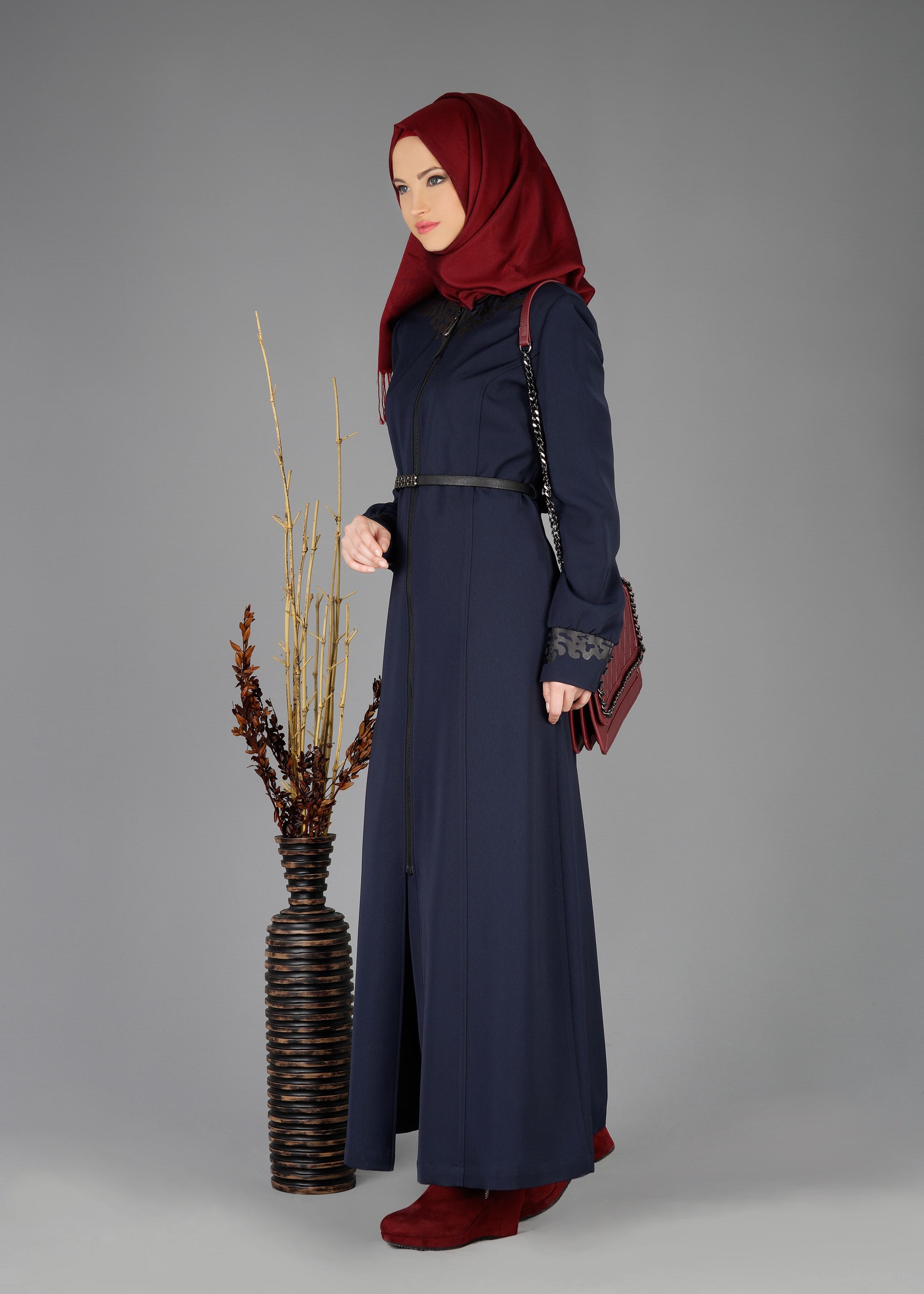 Tesettür giyim LACİVERT FERMUARLI PARDESÜ 1932