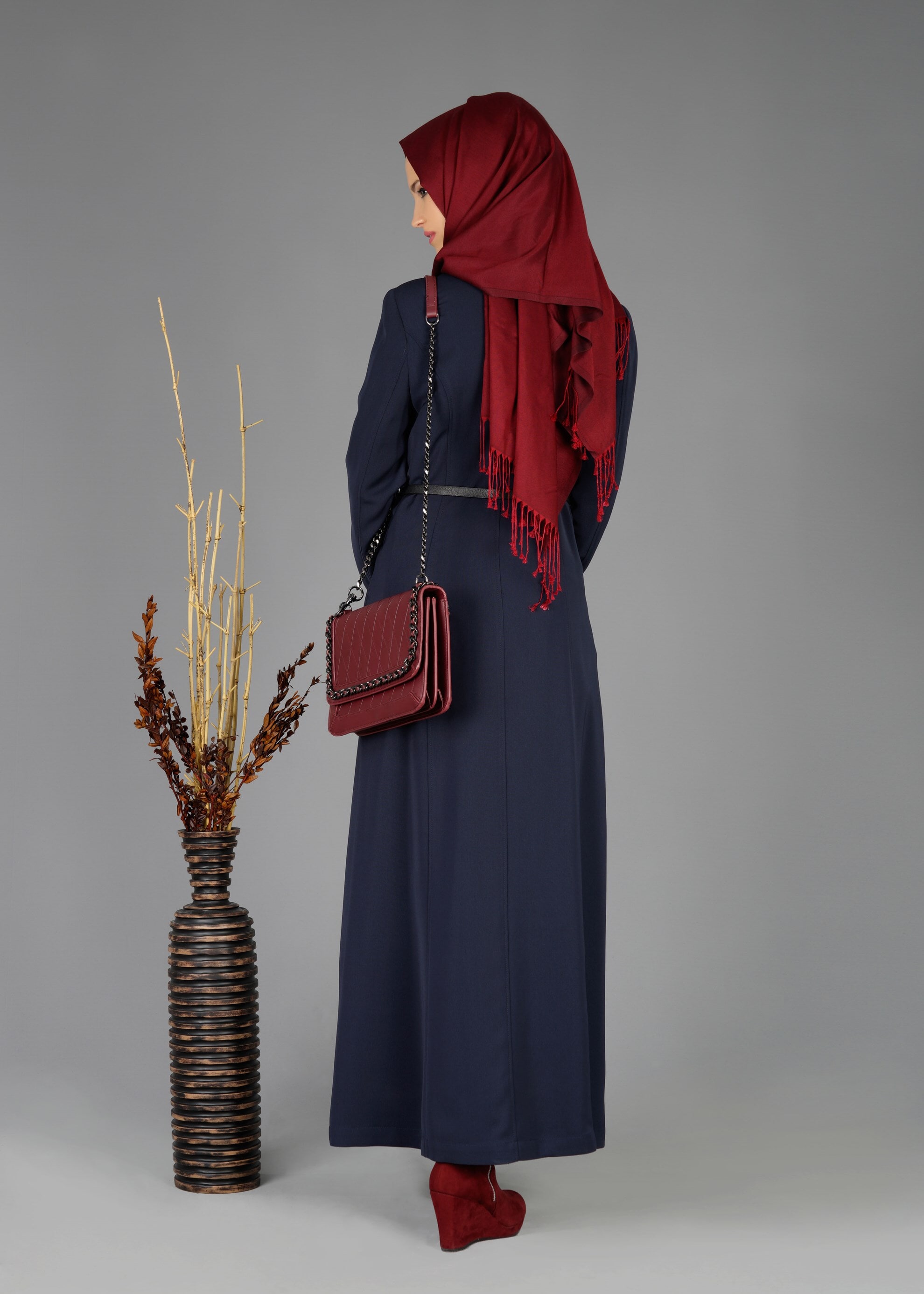 Tesettür giyim LACİVERT FERMUARLI PARDESÜ 1932