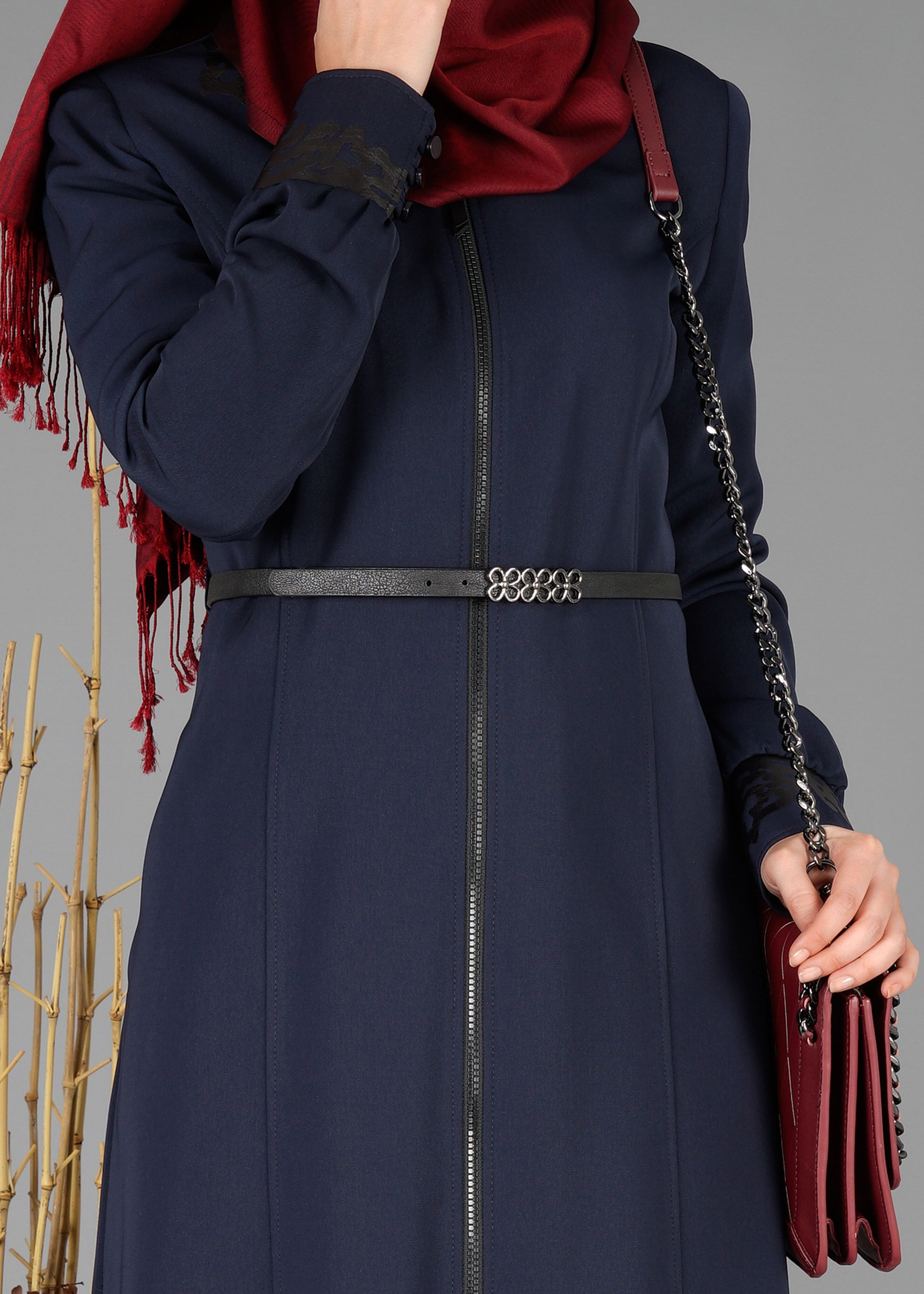 Tesettür giyim LACİVERT FERMUARLI PARDESÜ 1932