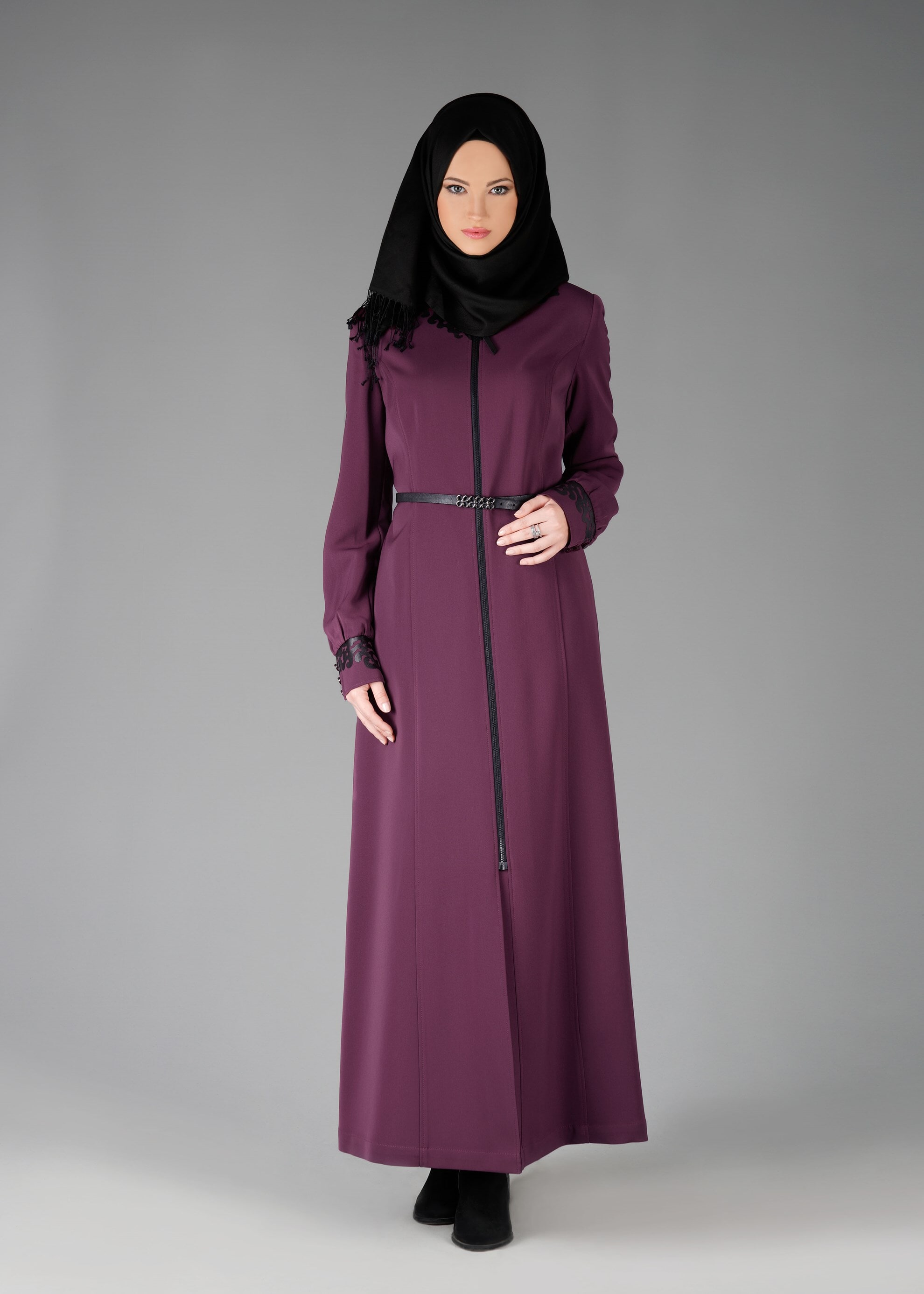 Tesettür giyim MÜRDÜM FERMUARLI PARDESÜ 1932
