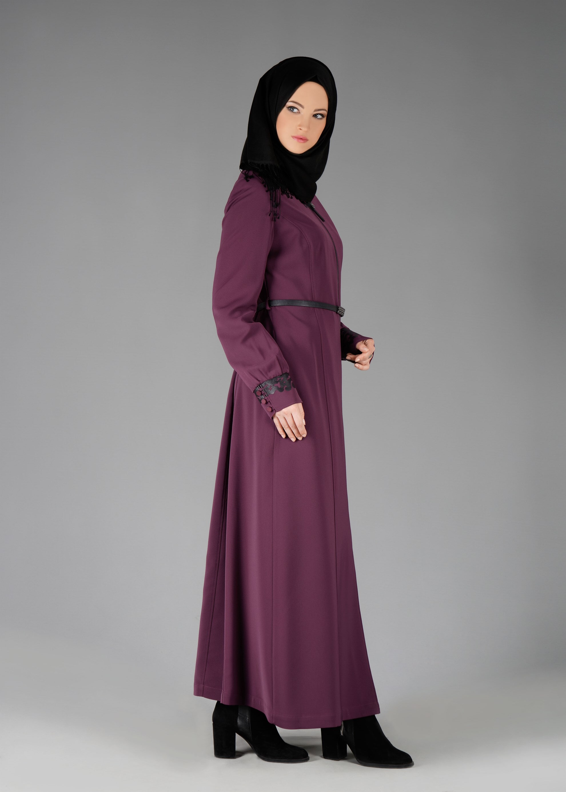 Tesettür giyim MÜRDÜM FERMUARLI PARDESÜ 1932