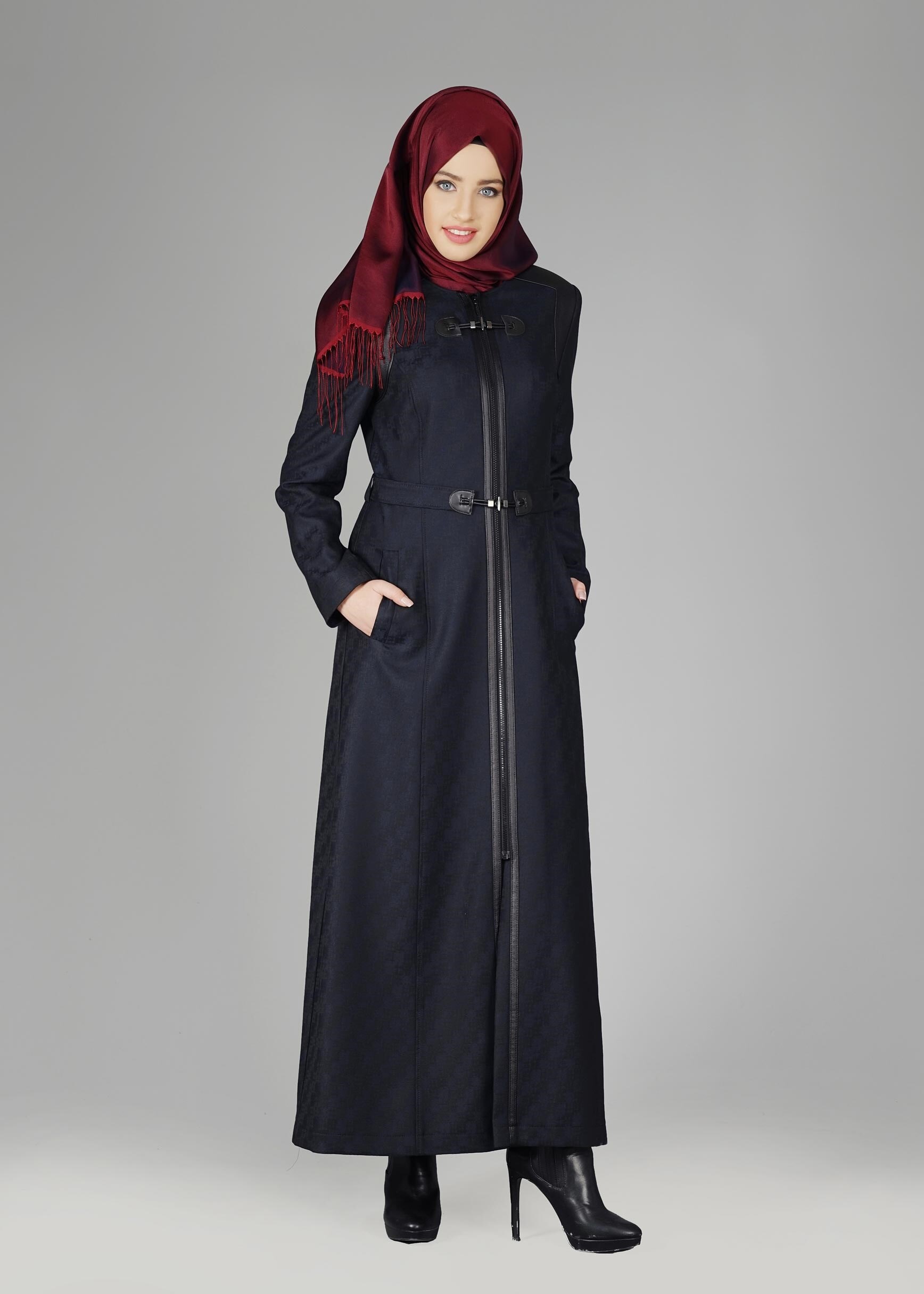 Tesettür giyim LACİVERT FERMUARLI DETAYLI PARDESÜ 1938