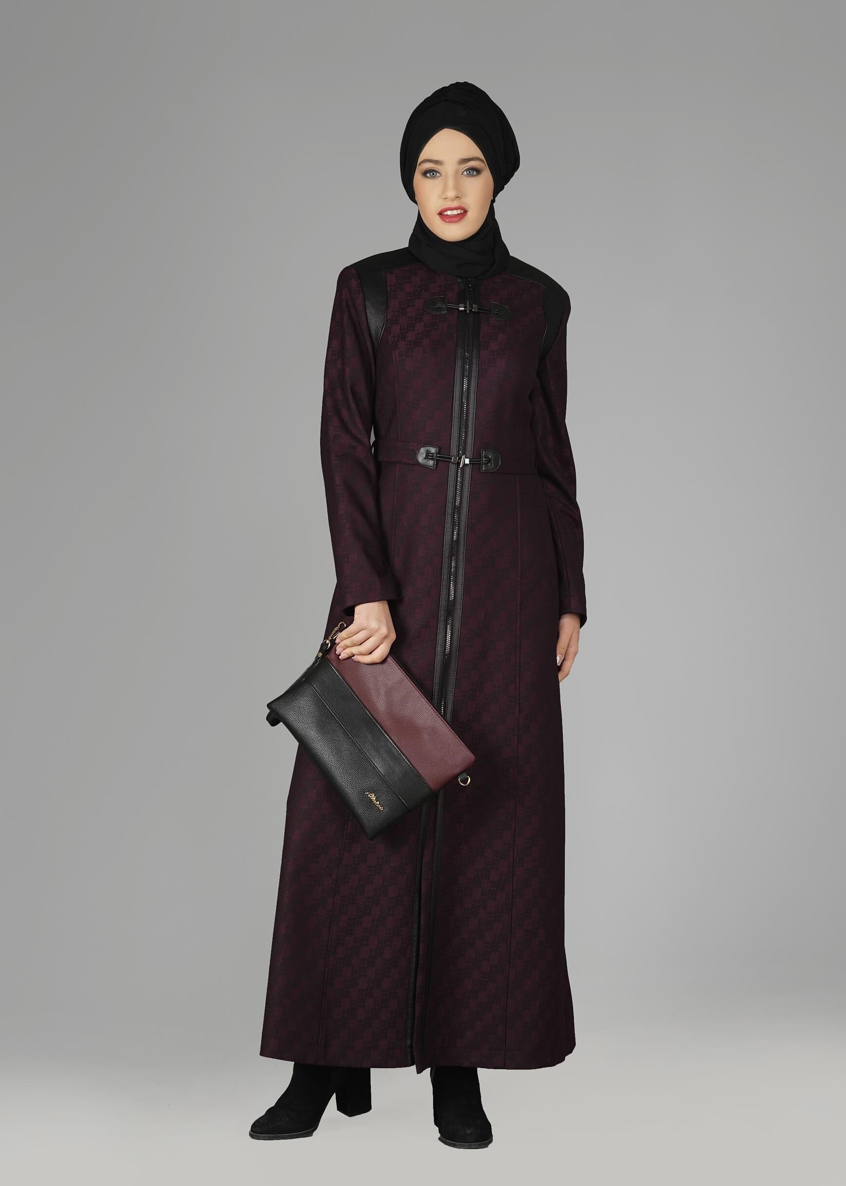 Tesettür giyim MÜRDÜM FERMUARLI DETAYLI PARDESÜ 1938