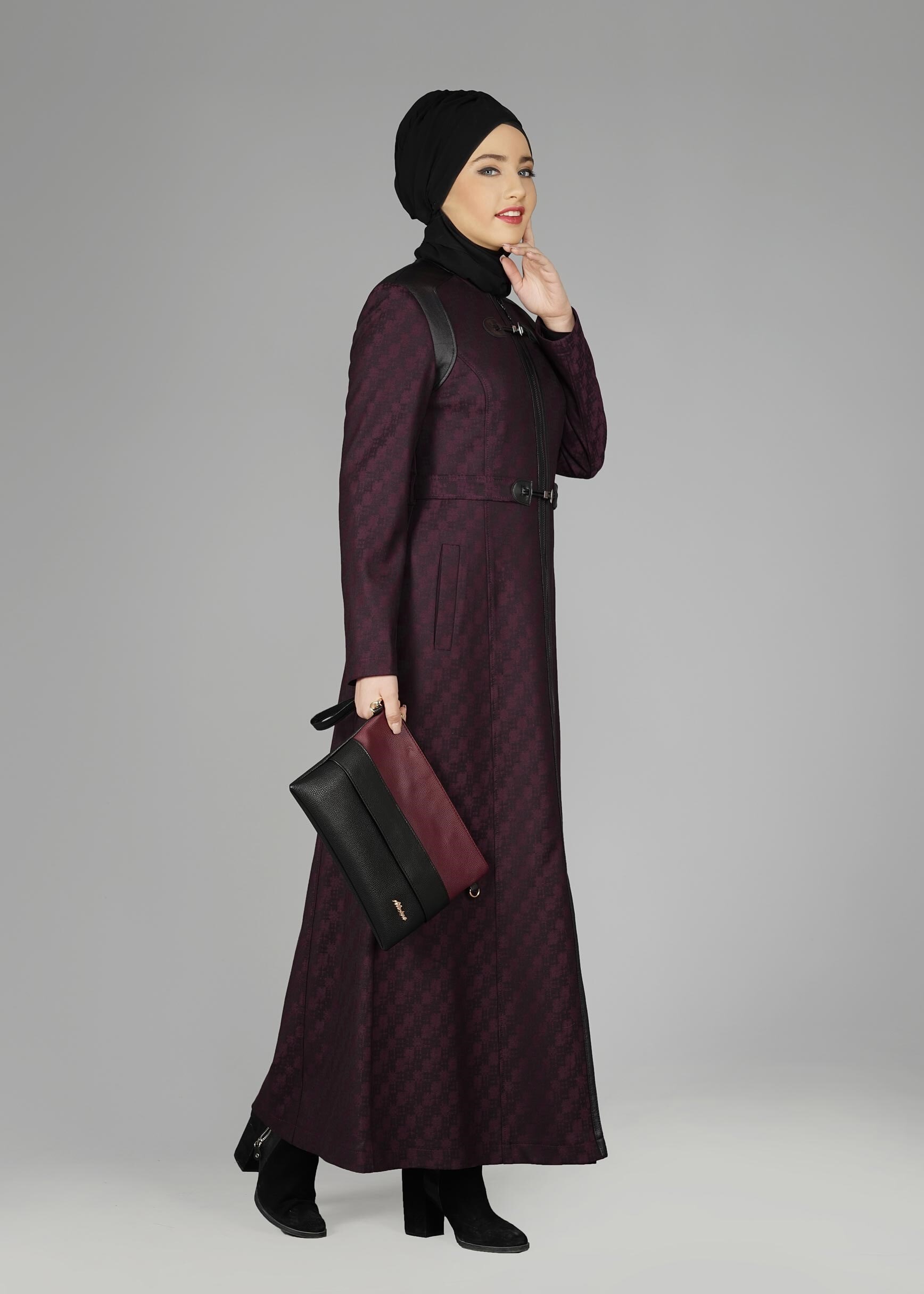 Tesettür giyim MÜRDÜM FERMUARLI DETAYLI PARDESÜ 1938