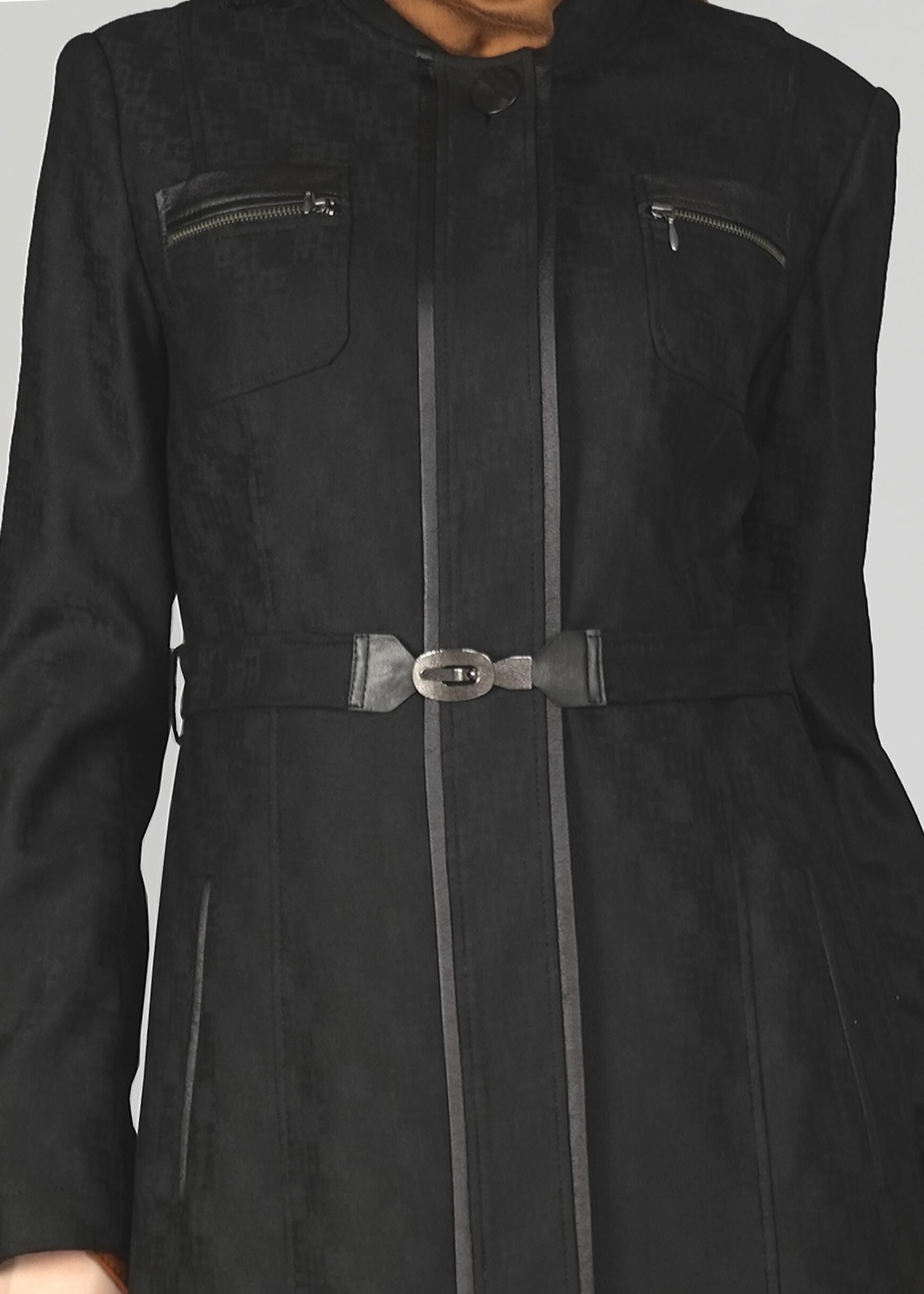 Tesettür giyim SİYAH KEMERLİ PARDESÜ 1939