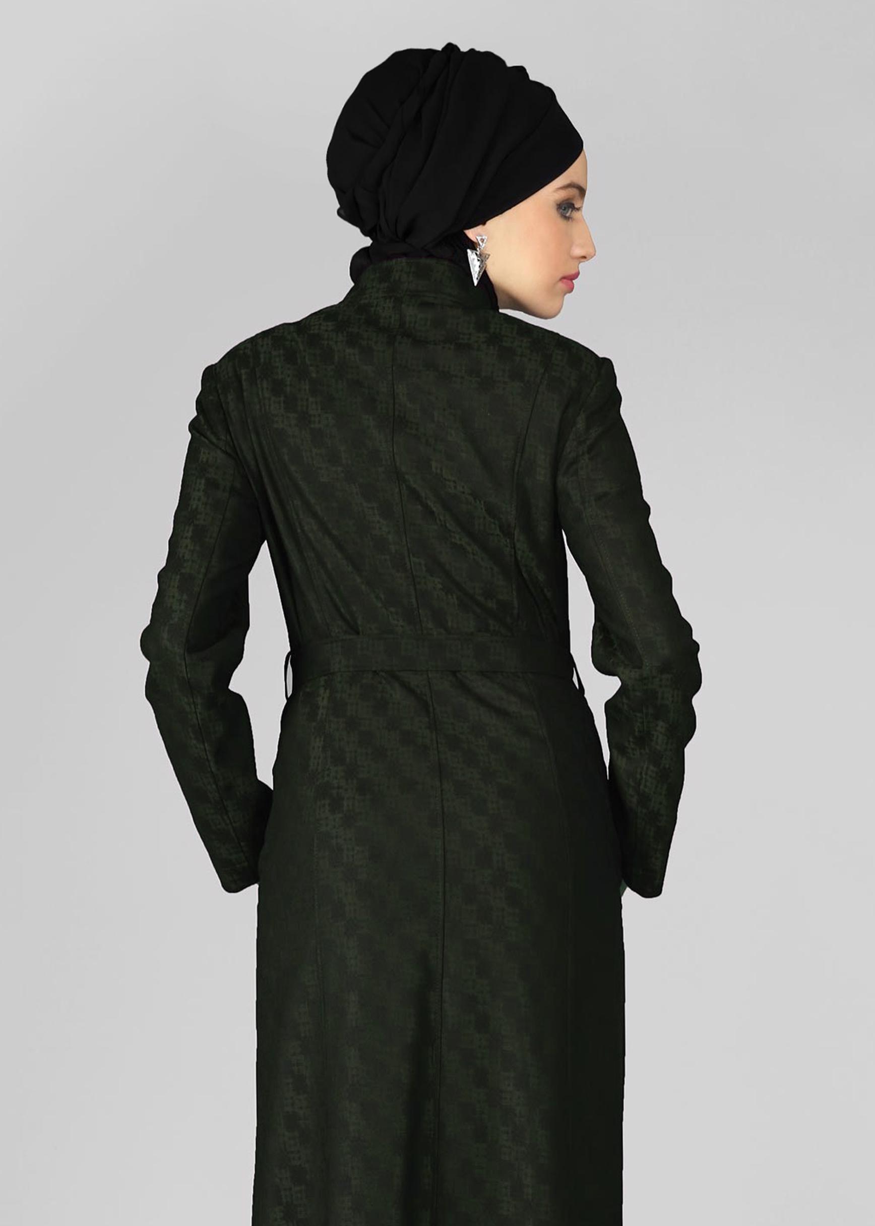 Tesettür giyim HAKİ KEMERLİ PARDESÜ 1939