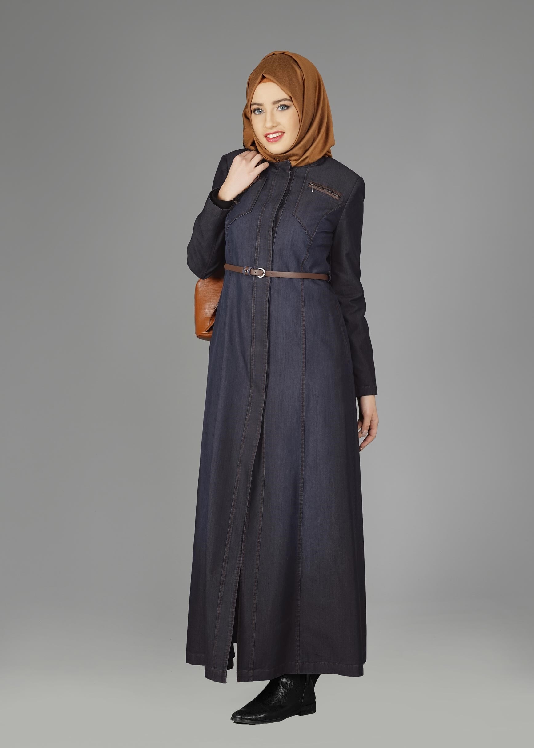 Tesettür giyim LACİVERT DENİM PARDESÜ 1946