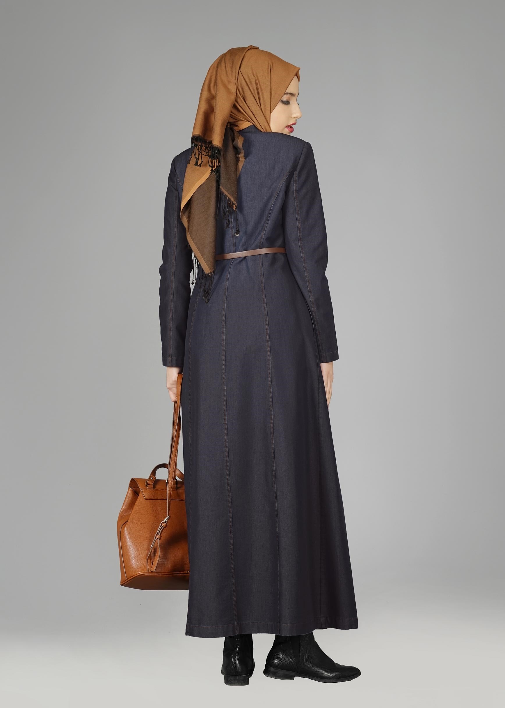 Tesettür giyim LACİVERT DENİM PARDESÜ 1946