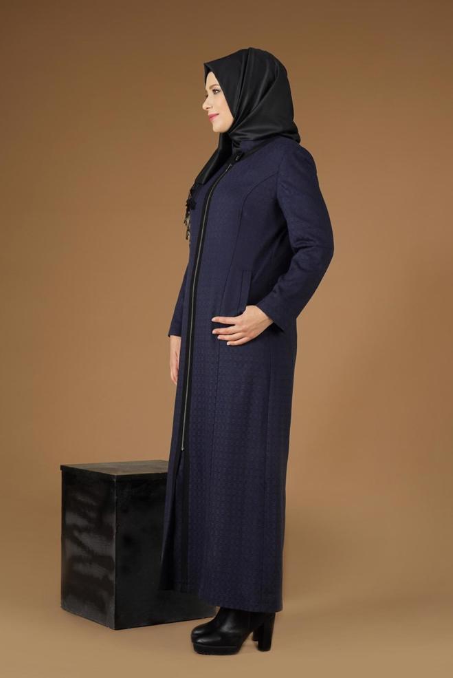 Vêtements hijab BLEU MARINE PARDESSUS ZIPPÉ 1955  - ALVİNA