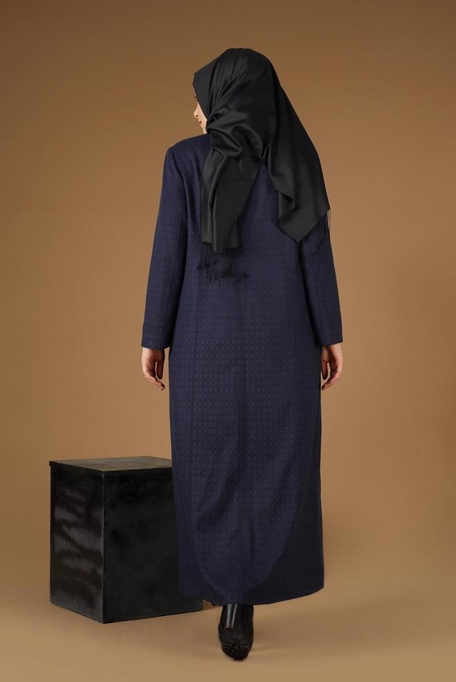 Vêtements hijab BLEU MARINE PARDESSUS ZIPPÉ 1955  - ALVİNA