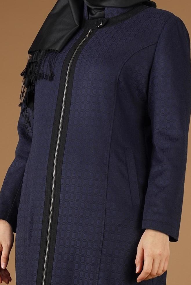 Vêtements hijab BLEU MARINE PARDESSUS ZIPPÉ 1955  - ALVİNA